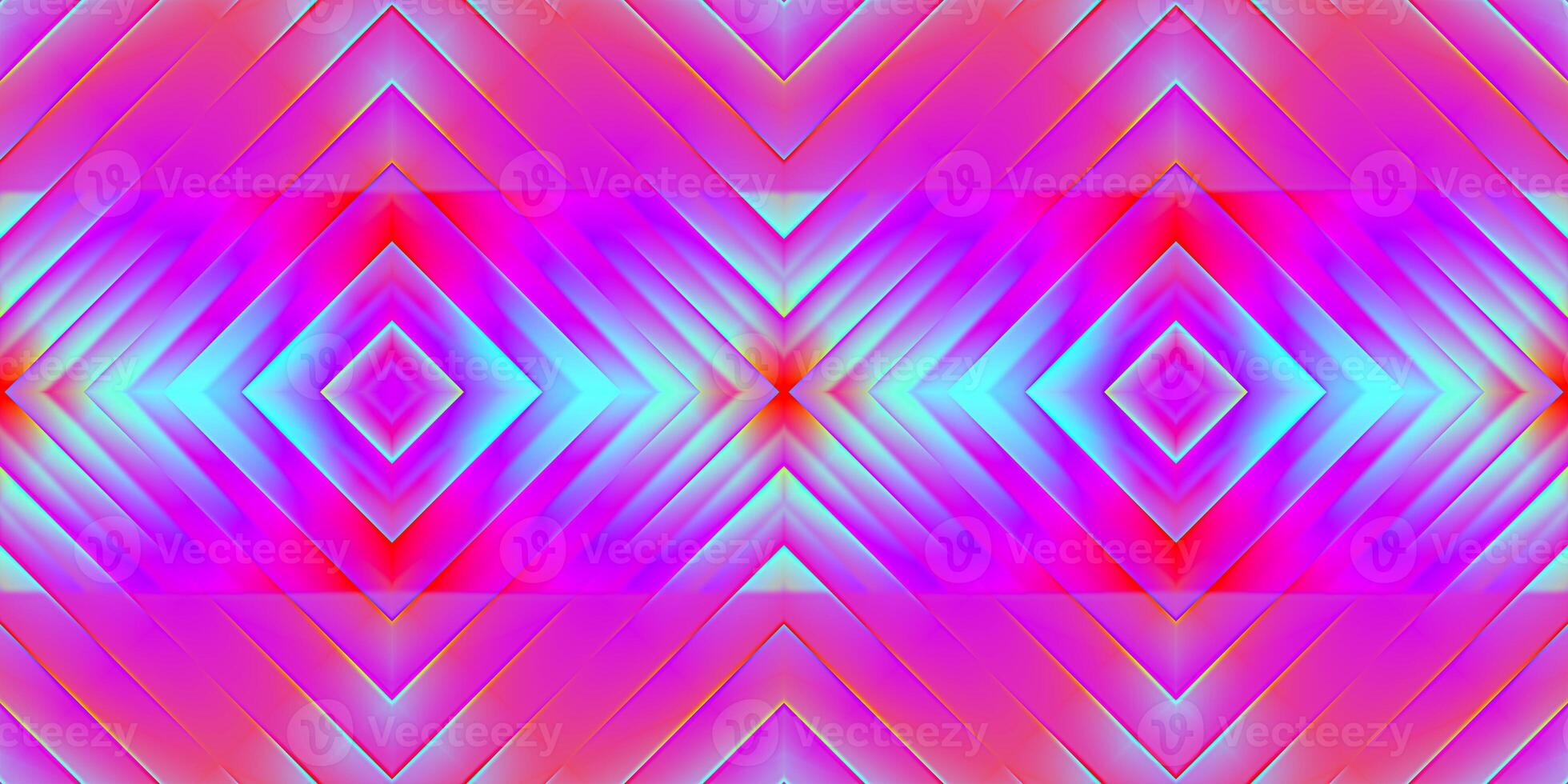 Pink Blue Seamless Psy Pattern Background. Bright Surrealism Texture. Fractal Geometric Backdrop. photo