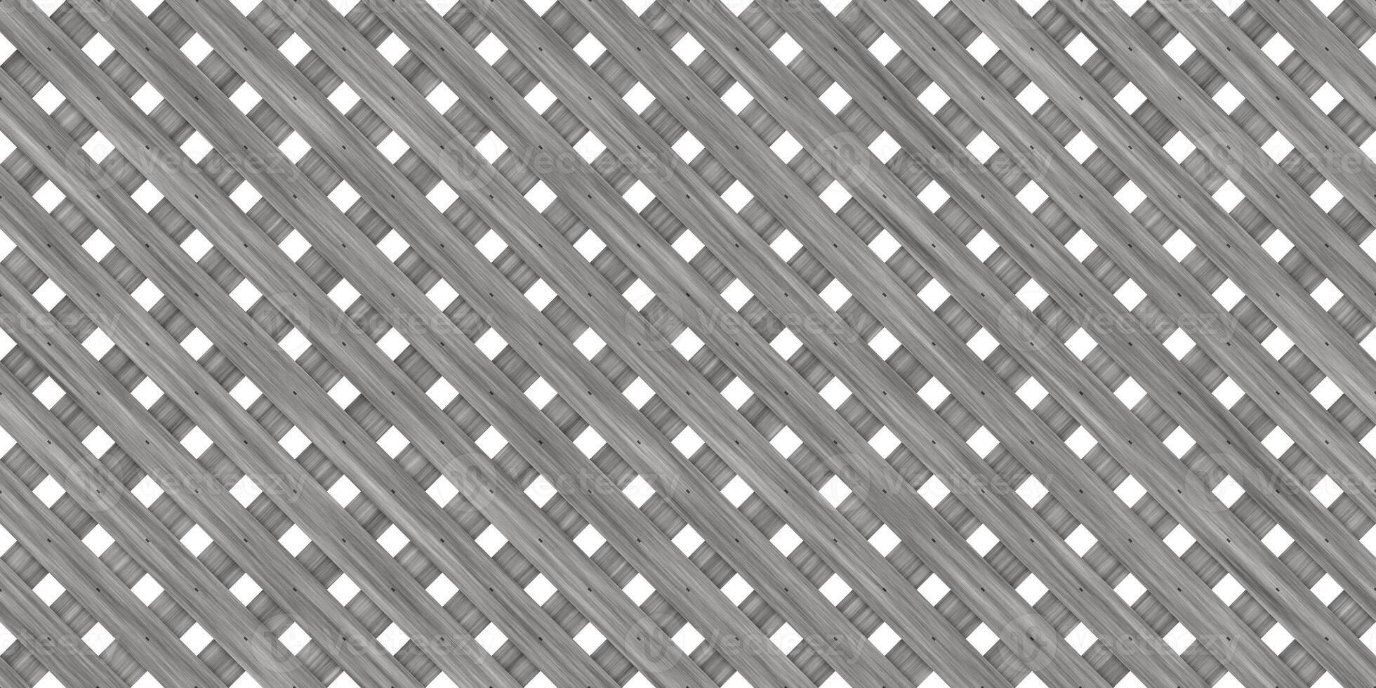 Grey Seamless Wood Lattice Background. Diagonal Wooden Planks Fence Panel Texture. photo