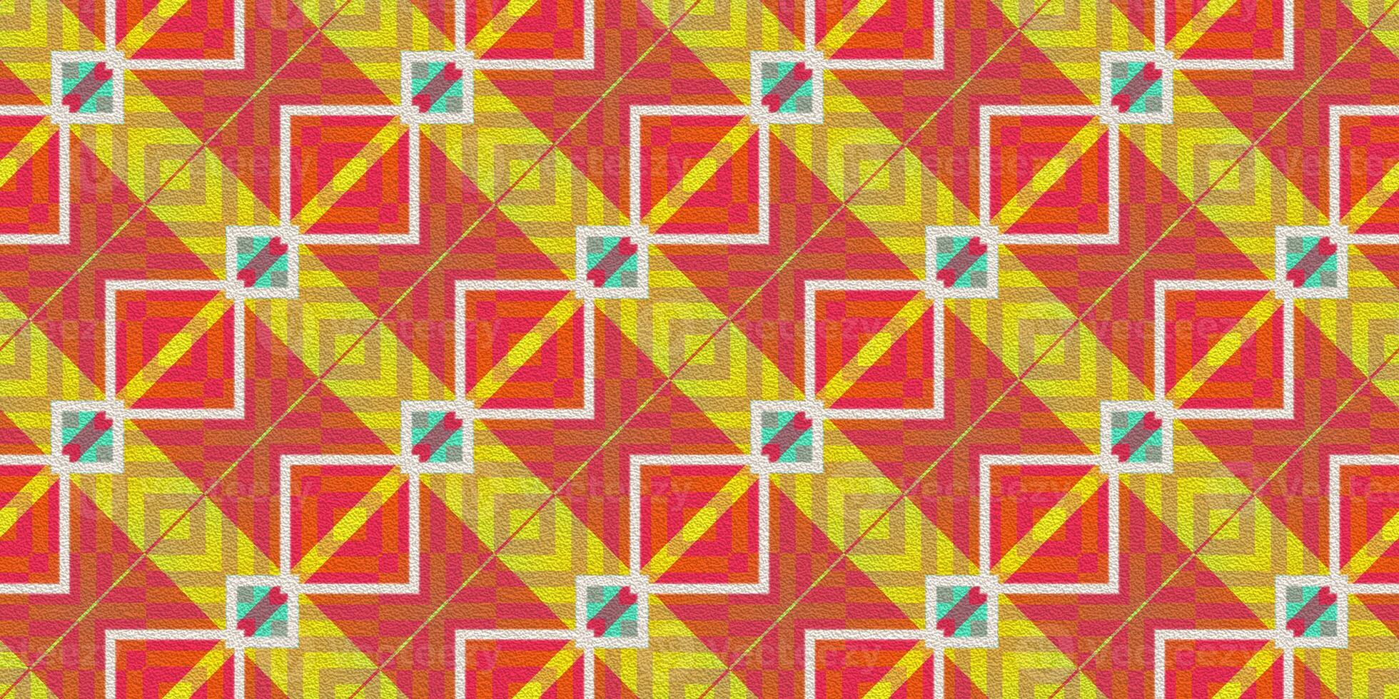 Yellow Orange Seamless Modern Maya Pattern Background. Geometric Ethnic Ornament Texture. Aztec Decorative Backdrop. photo