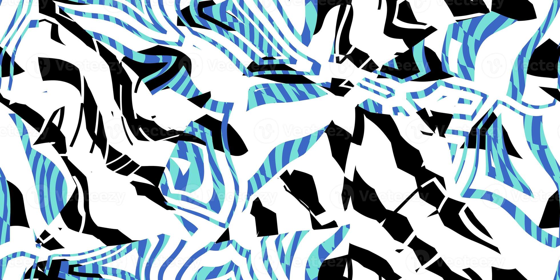 Turquoise Blue Seamless Prickly Scraps Background. Sharp Angular Shapes on Monochrome Texture. Prickly Contrast Ragged Flaps Backdrop. photo