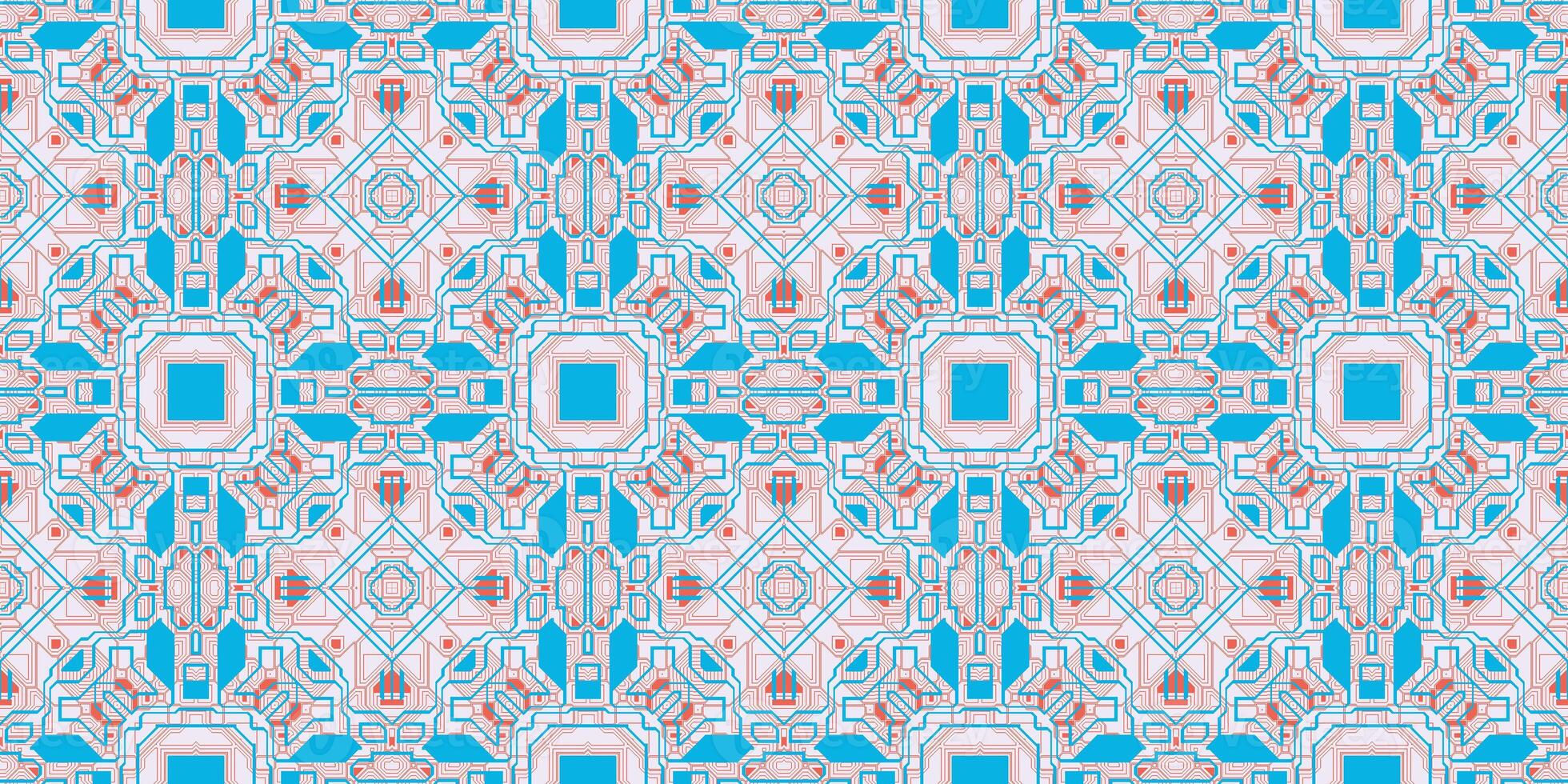 Blue Rose Seamless Techno Lines Pattern. Futuristic Geometry Background. Laser Technical Design Texture. photo