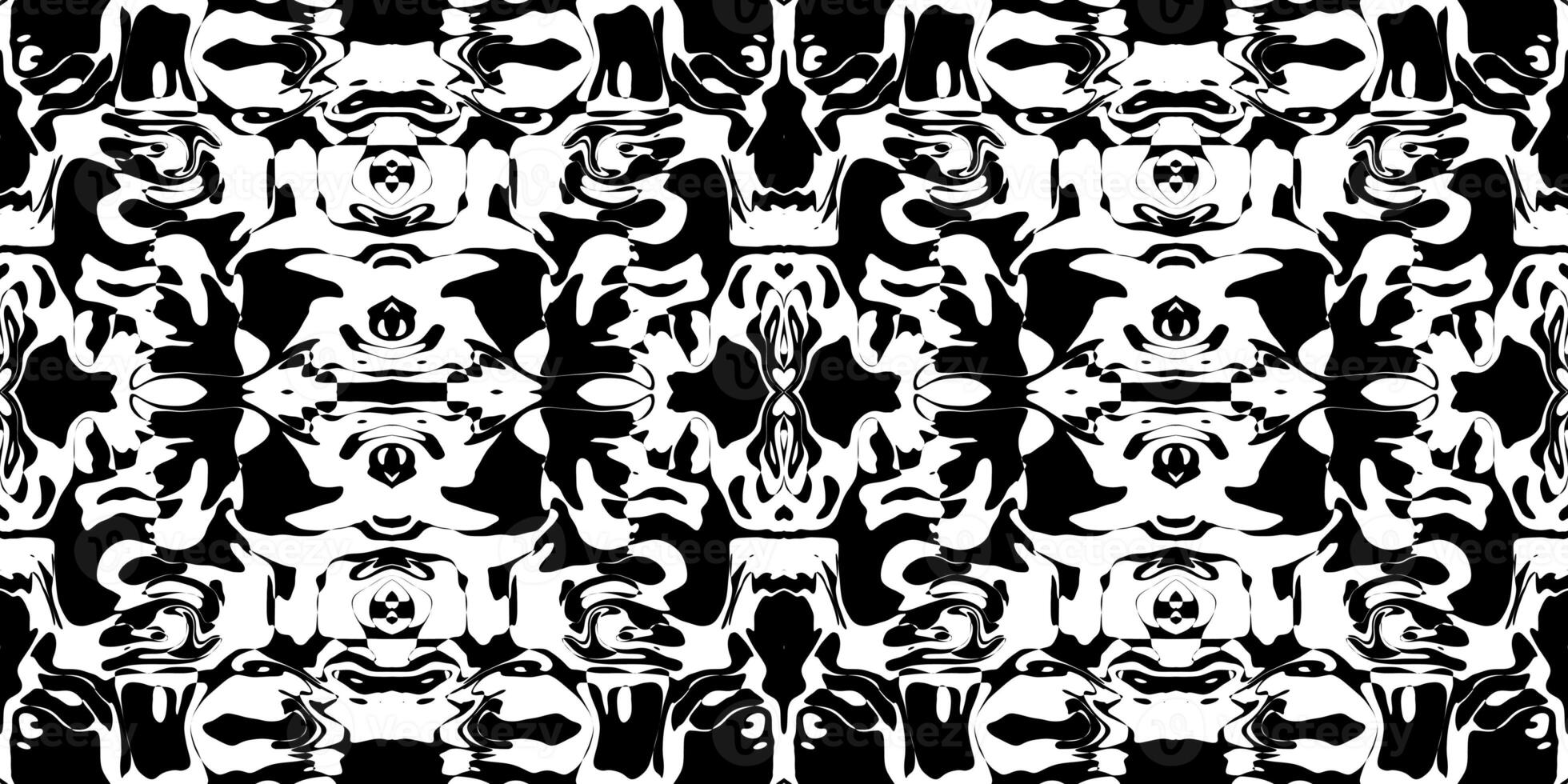 Rorschach Test Ink Blot Texture. Seamless Monochrome Darkness Pattern Background. photo