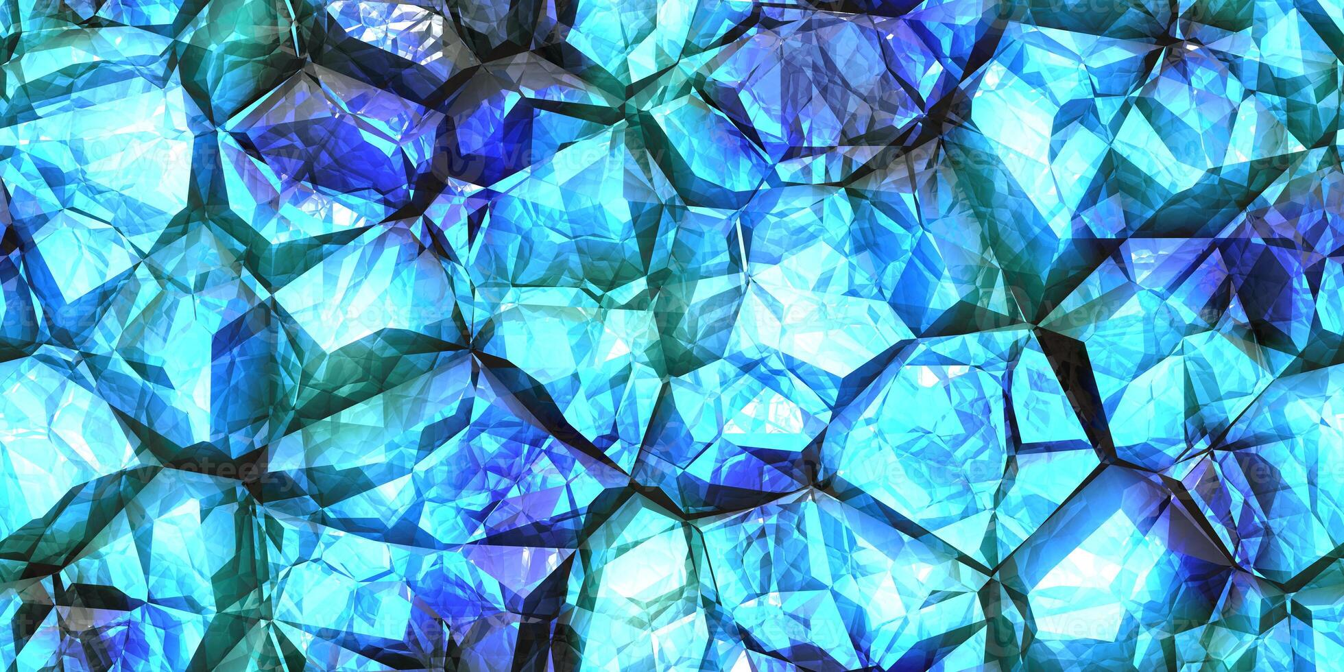 Blue crystal gem wall background. Gemstone seamless pattern. Shiny colors rock stone texture. photo