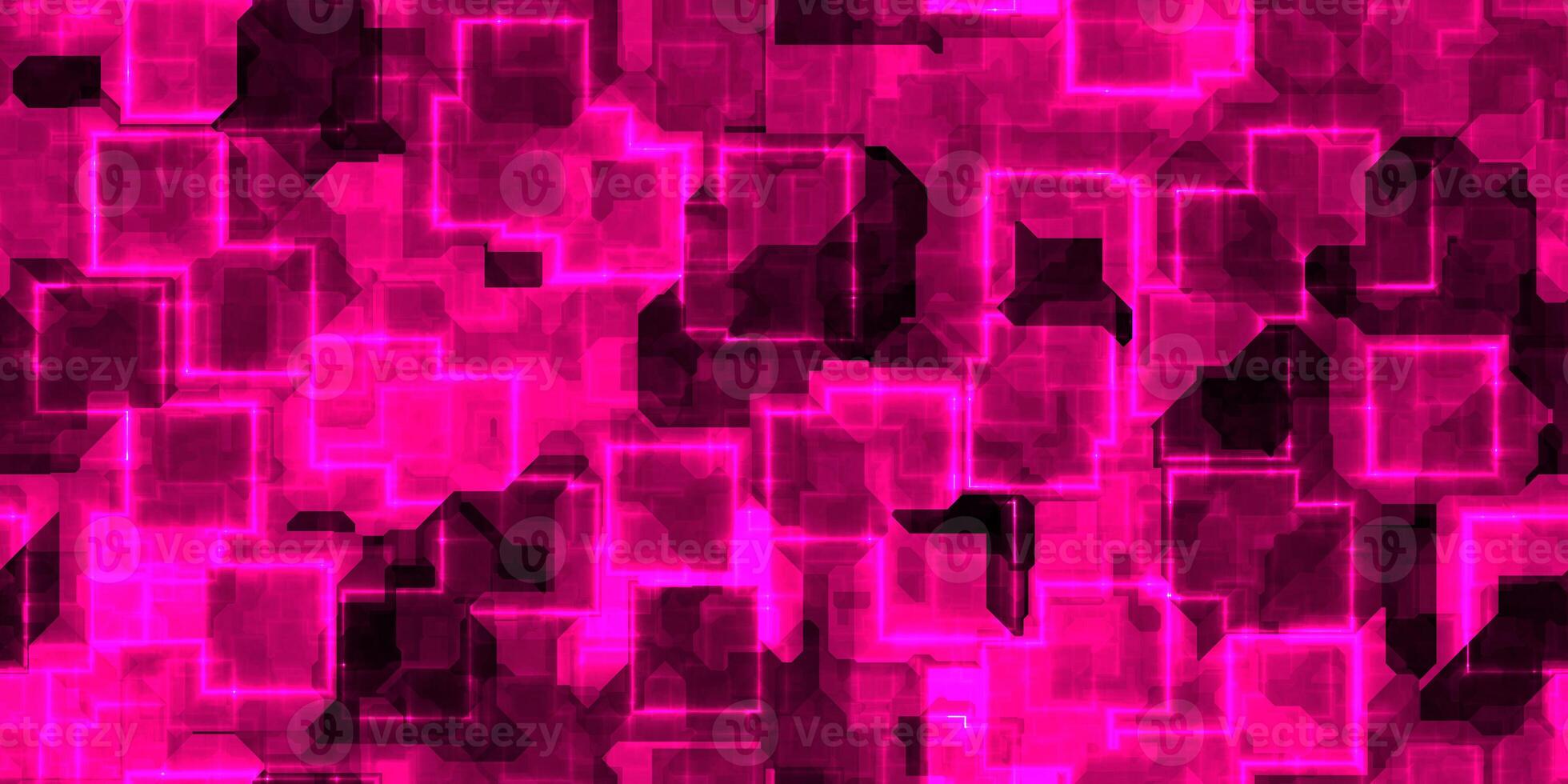 Pink seamless Cyber Glow Neon Squares Pattern Background Texture. photo