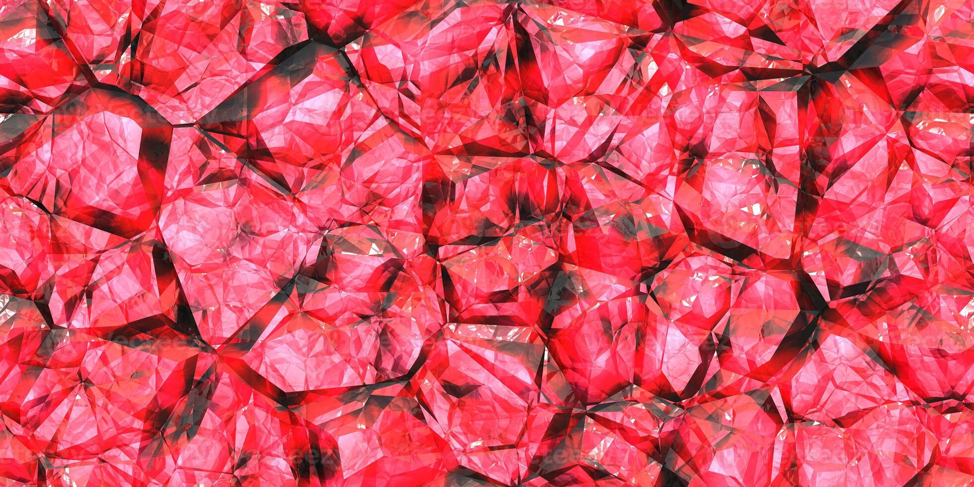 Red pink gemstone seamless pattern. Shiny colors rock stone texture. Crystal gem wall background. photo