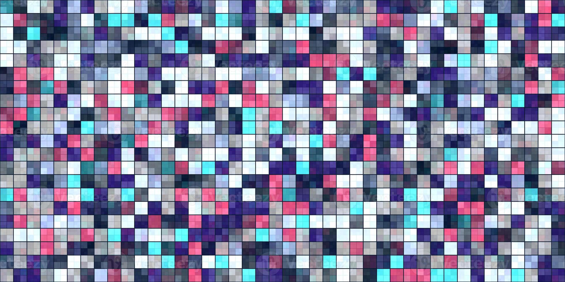 Lilac White Blue Tiling Colored Squares. Colorful mosaic texture. Bright filling geometric backdrop. Seamless Backgrounds. photo