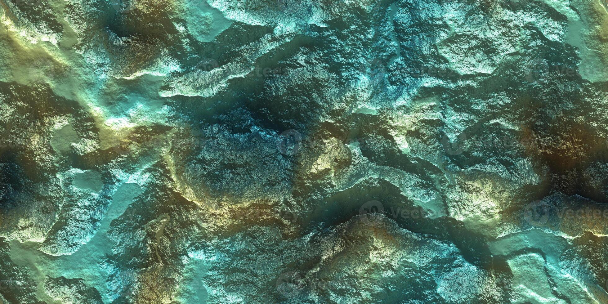Gold Silver Metal Paint Rock Shining Background. Painted Cliff Glows Texture. Metallic Ore Sparkles Backdrop. Shine Stone Mineral Surface. photo