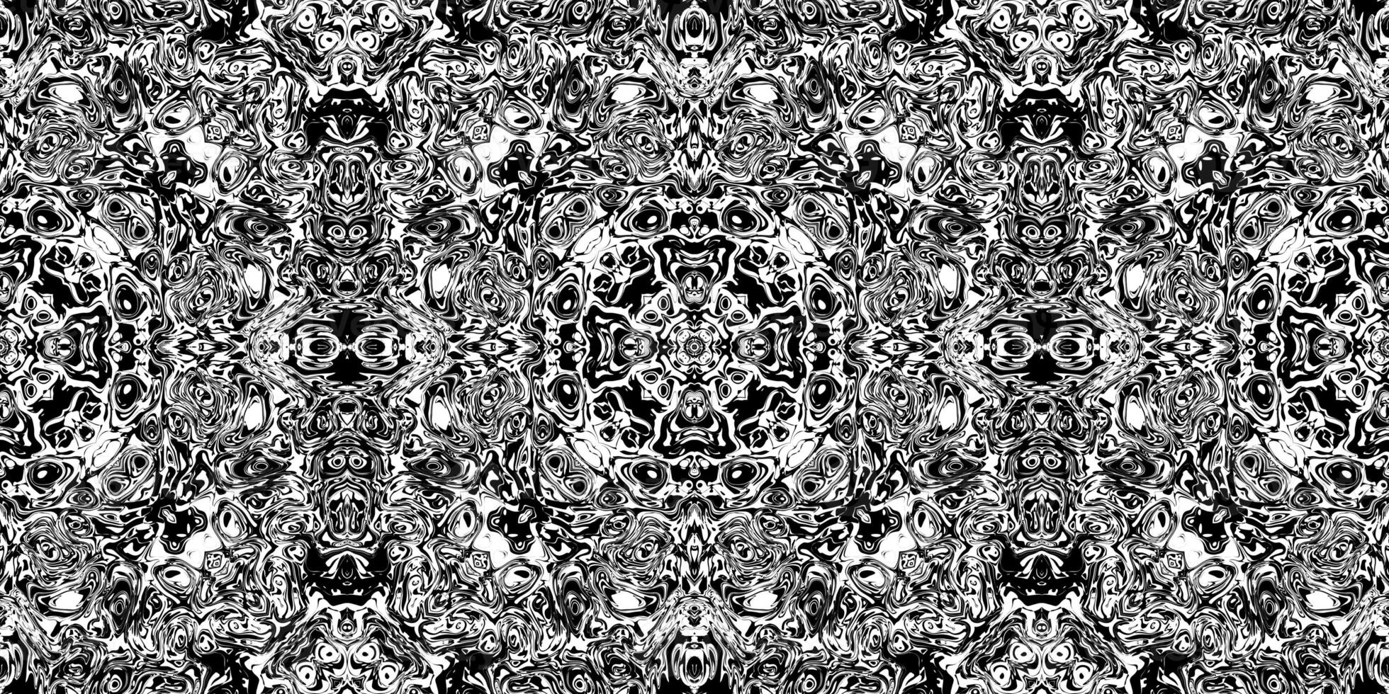 Rorschach Test Ink Blot Reflection Texture. Seamless Monochrome Darkness Pattern Background. photo