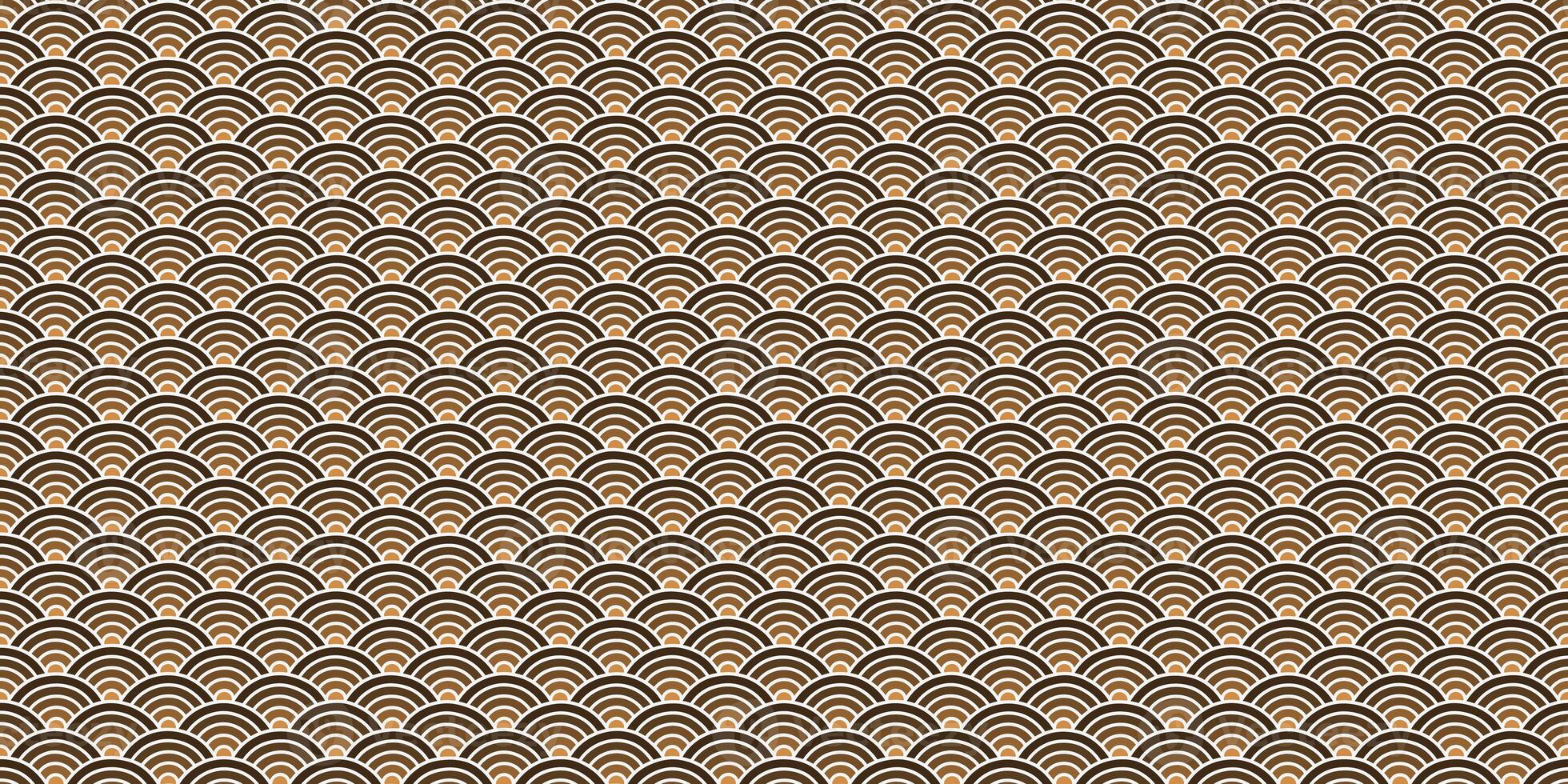 Yellow Brown Traditional Japan Background. Oriental Asia Ornament Texture. National China Backdrop. Seamless Seigaiha Pattern. photo