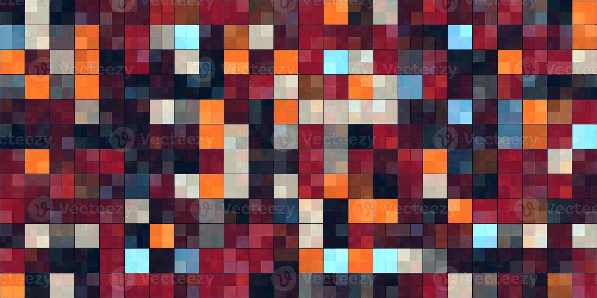 Burgundy Red Orange Tiling Colored Squares. Colorful mosaic texture. Bright filling geometric backdrop. Seamless Backgrounds. photo