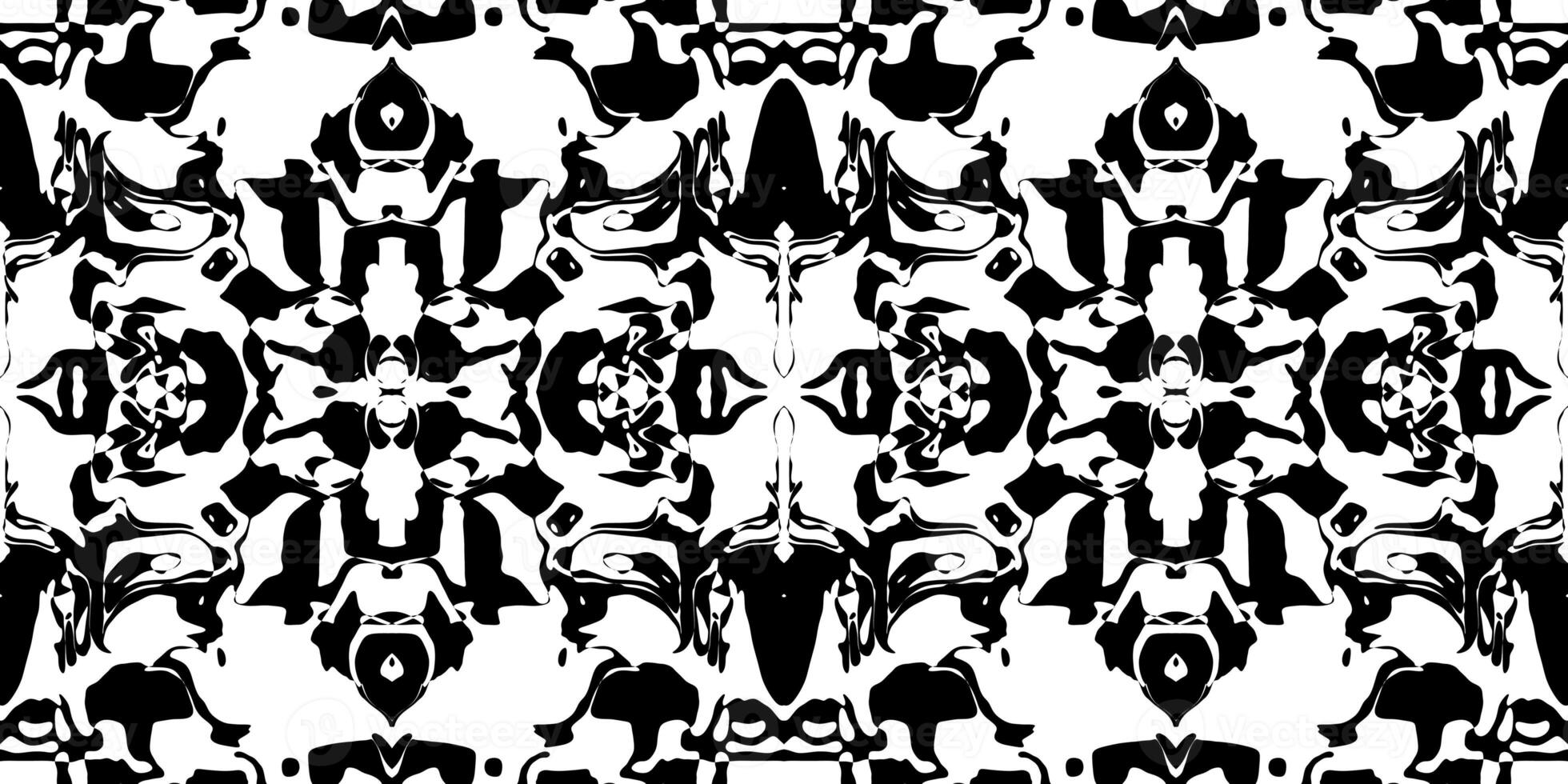 Simple Rorschach Test Ink Blot Texture. Seamless Monochrome Darkness Pattern Background. photo