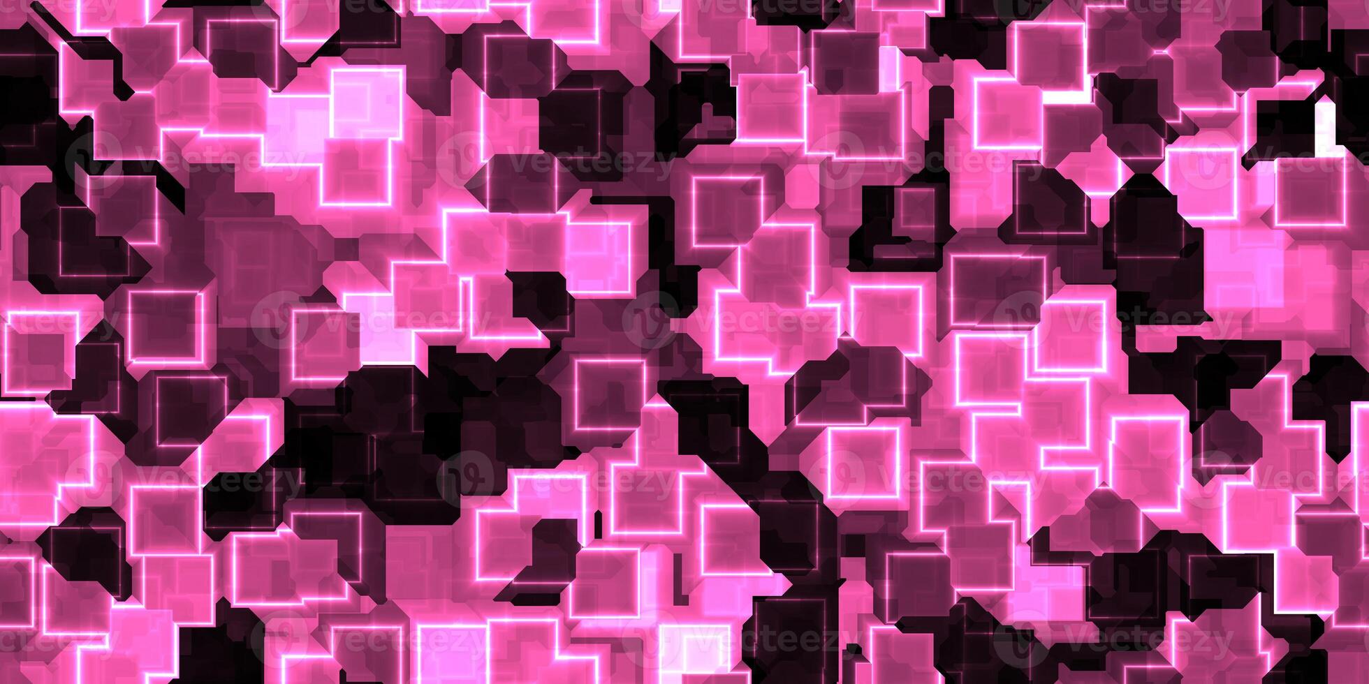 Pink seamless Cyber Glow Neon Squares Pattern Background Texture. photo