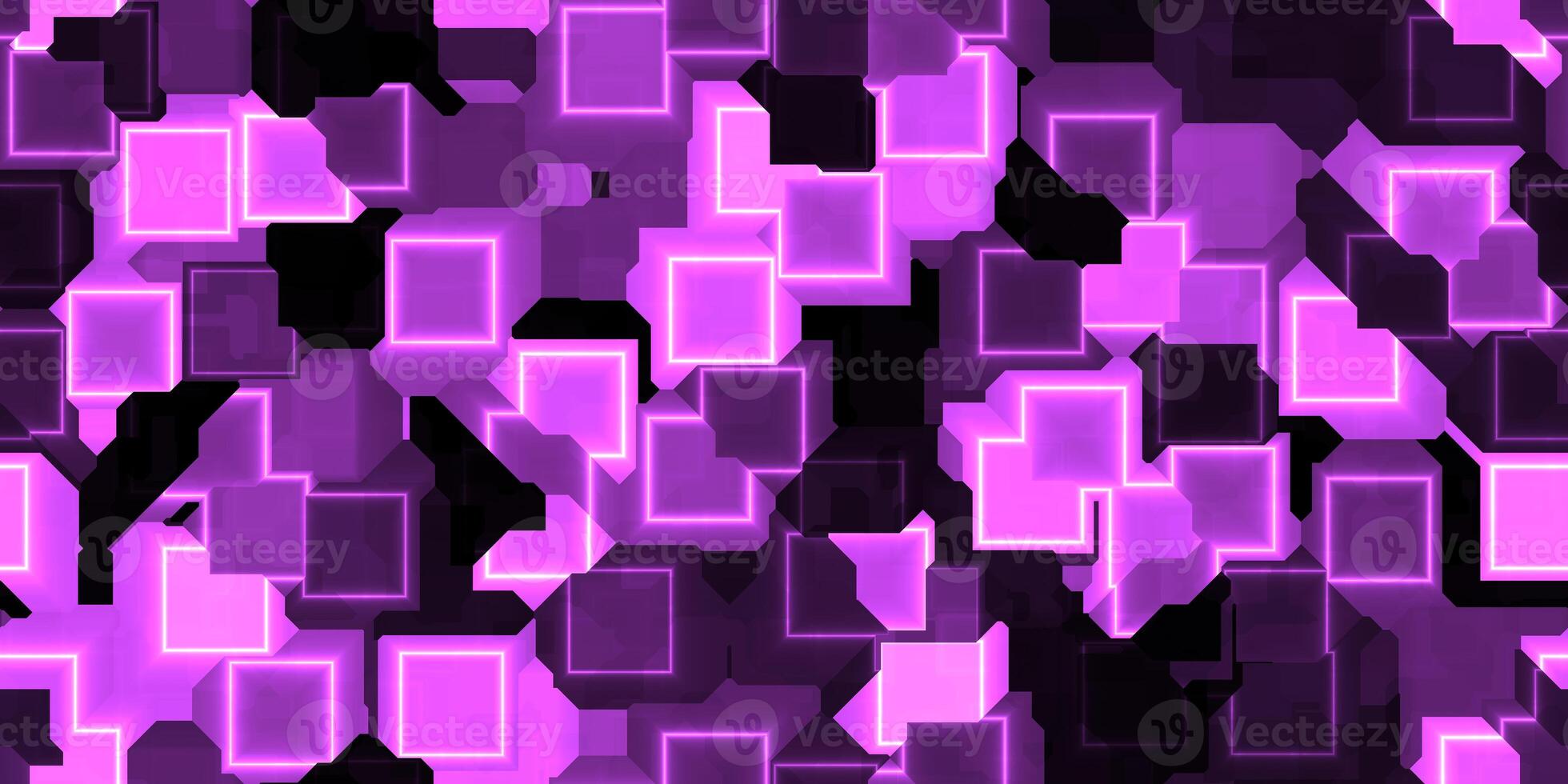 Lilac seamless Cyber Glow Neon Squares Pattern Background Texture. photo