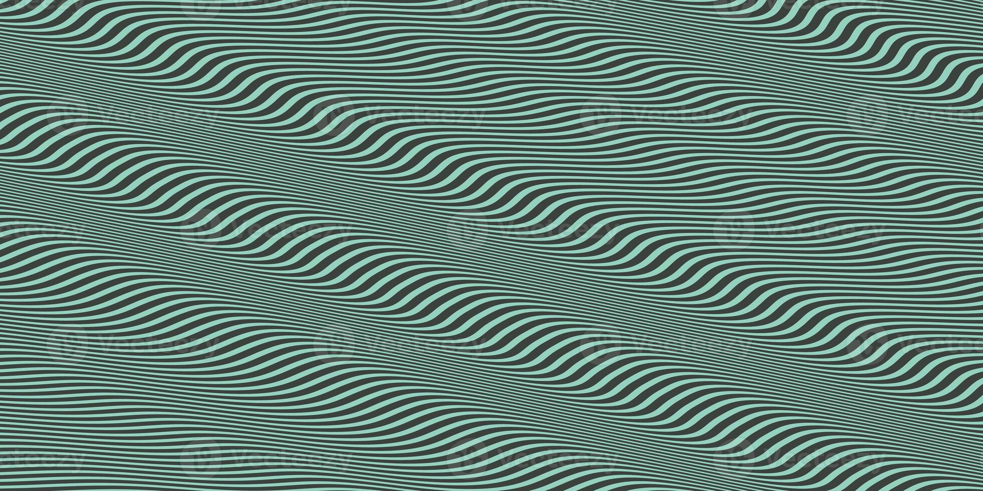 Dark Green Seamless Hypnotic Waves Background. Stylish Colorful Ripples Texture. Dynamic Modern Backdrop. photo