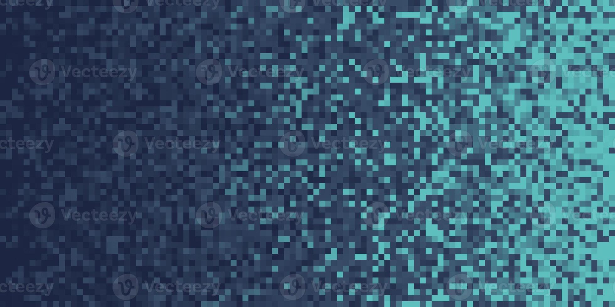 Dark Blue Pixilated Gradient Background. Mosaic Pixel Art Texture. Horizontal Pixel Gradient Backdrop. photo