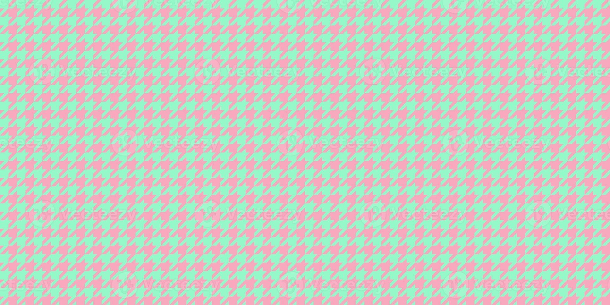 Light Green Pink Seamless Houndstooth Pattern Background. Traditional Arab Texture. Fabric Textile Material. photo
