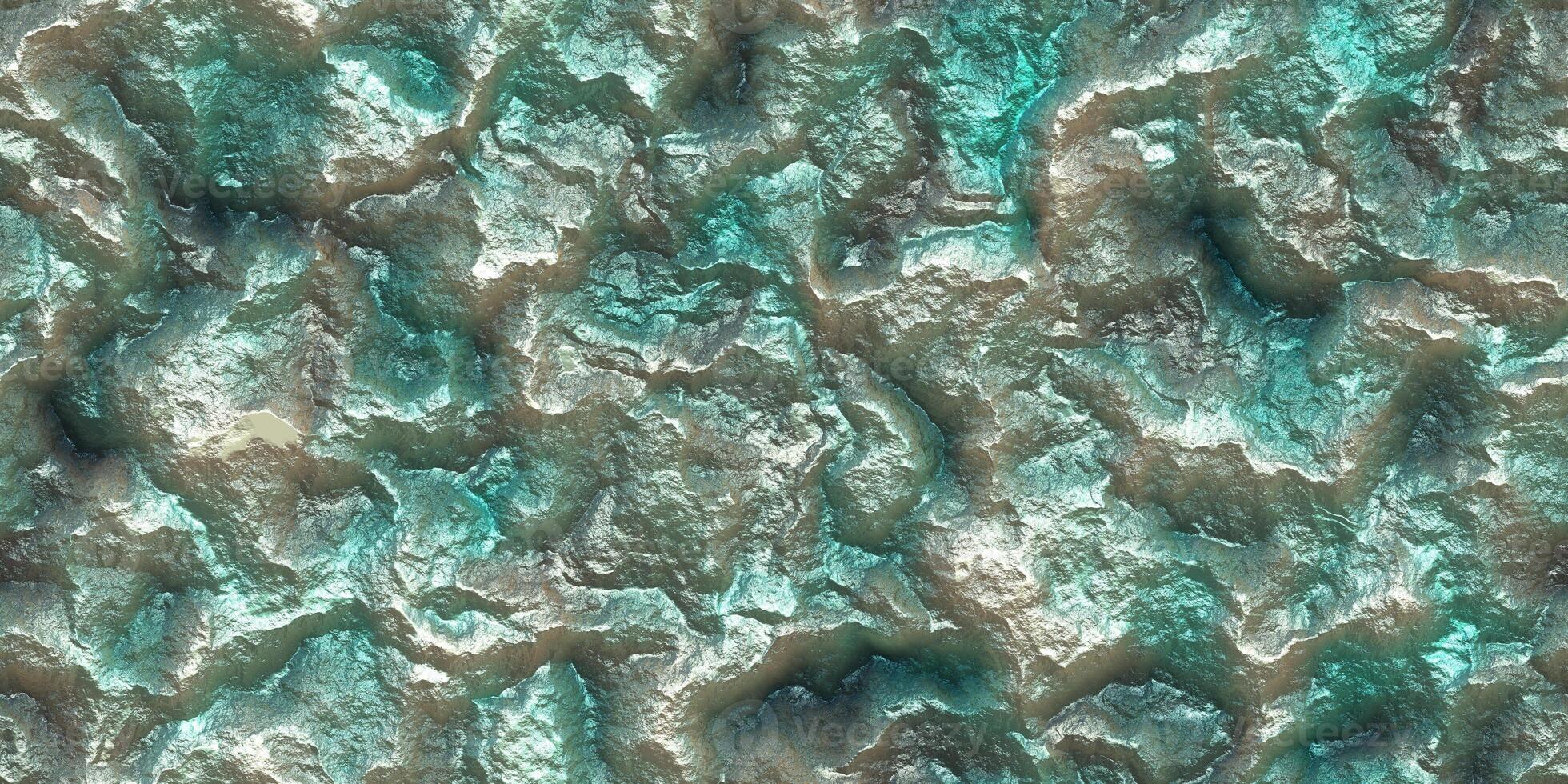 Silver Shine Stone Mineral Surface. Metal Paint Rock Shining Background. Painted Cliff Glows Texture. Metallic Ore Sparkles Backdrop. photo