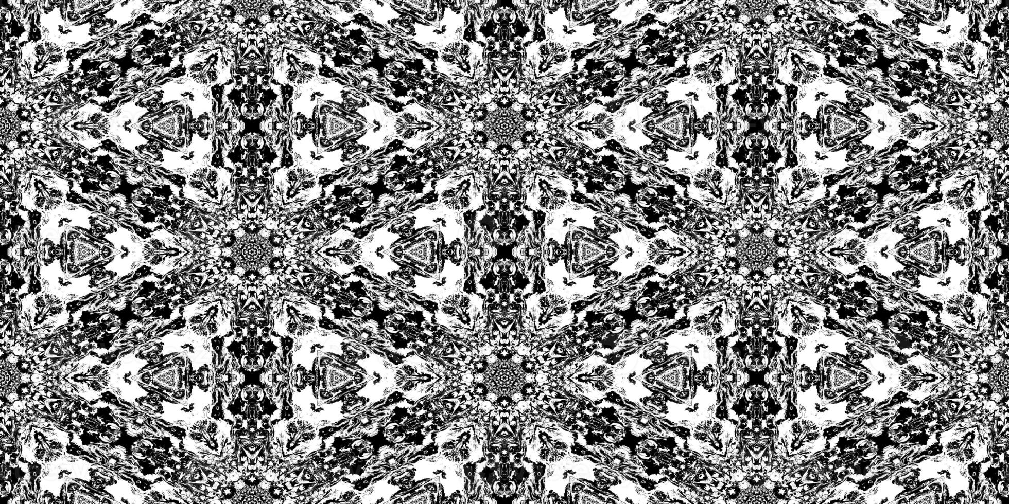 Triangles Rorschach Test Ink Blot Texture. Seamless Monochrome Darkness Pattern Background. photo