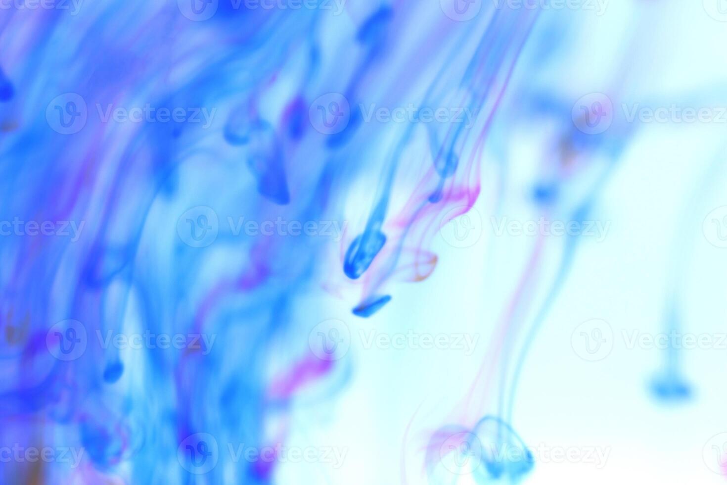 Falling Colored Ink Mystic Dynamic Motion in Water. Ambient Soft Background. photo