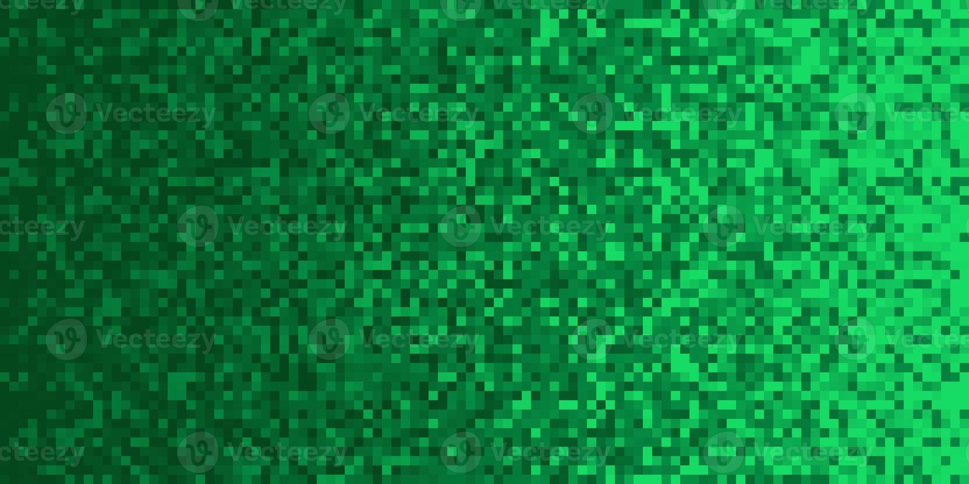 Green Pixilated Gradient Background. Mosaic Pixel Art Texture. Horizontal Pixel Gradient Backdrop. photo
