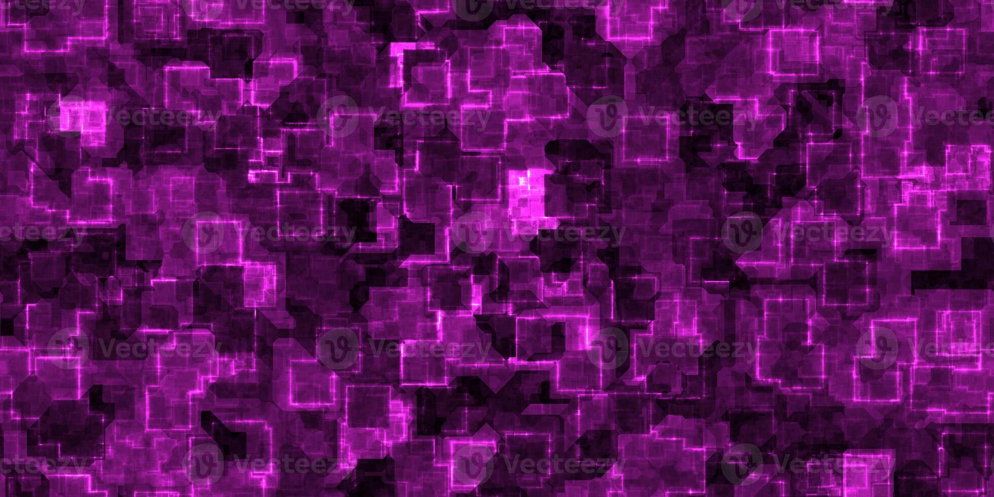 Lilac seamless Cyber Glow Neon Squares Pattern Background Texture. photo