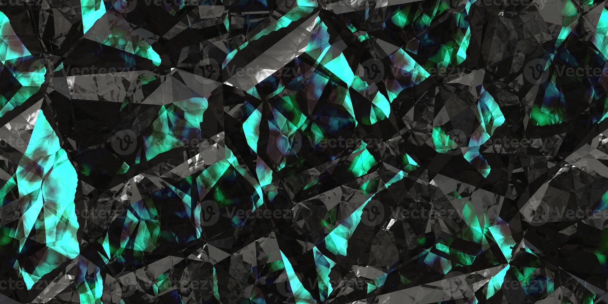 Green blue black shiny colors rock stone texture. Crystal gem wall background. Gemstone seamless pattern. photo