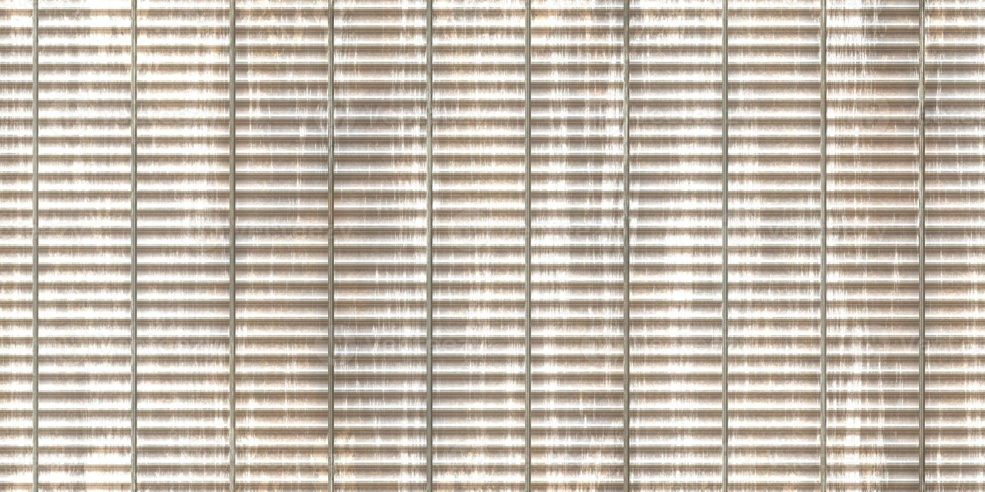 Light white painted ribbed metallic surface. Wavy iron wall pattern. Fluted metal fencing backdrop. Corrugated metal texture. Crimp fence background. photo