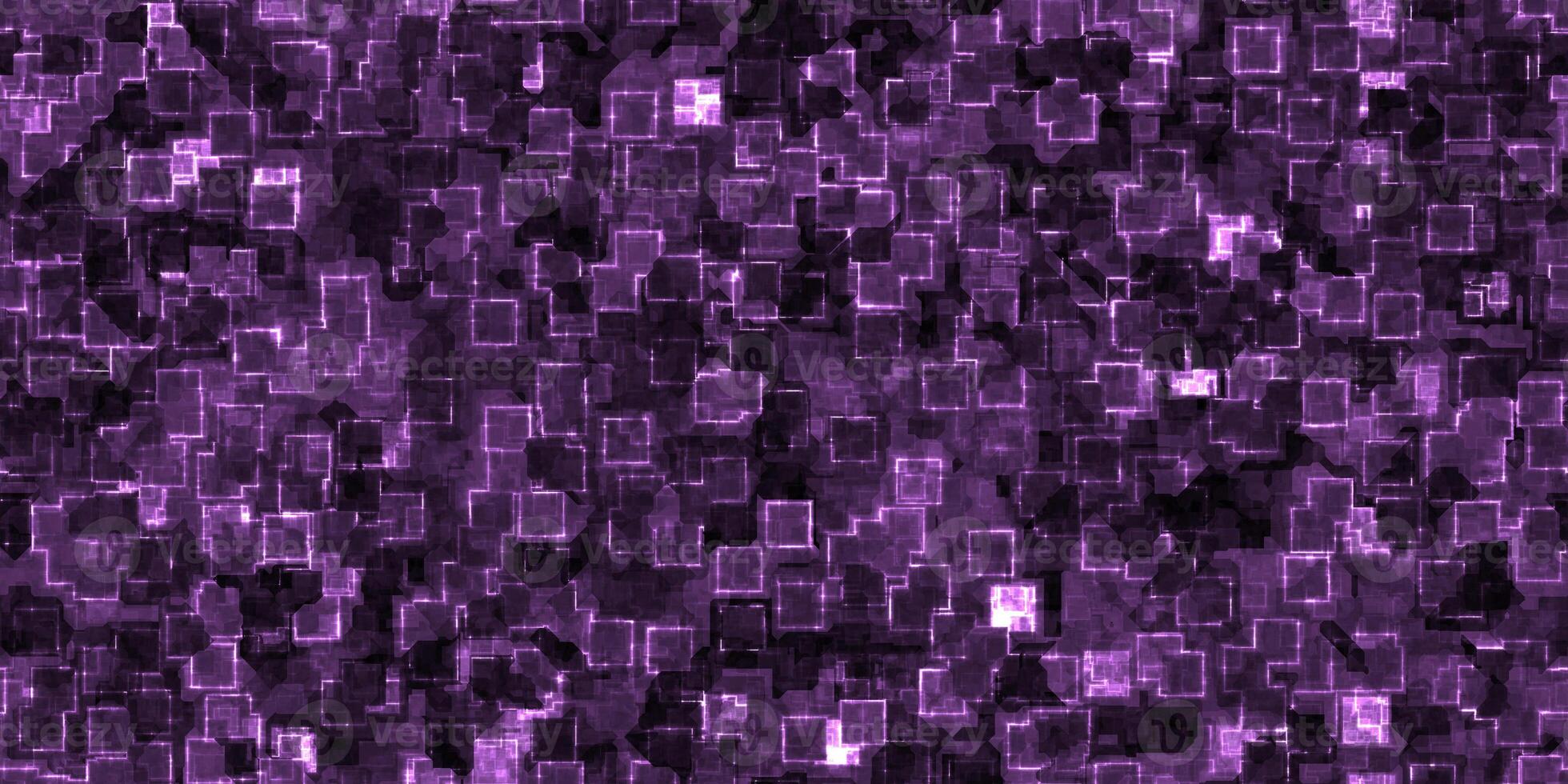 Purple seamless Cyber Glow Neon Squares Pattern Background Texture. photo