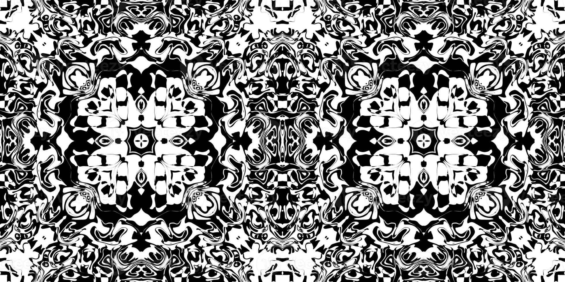 Bizarre Rorschach Test Ink Blot Texture. Seamless Monochrome Darkness Pattern Background. photo