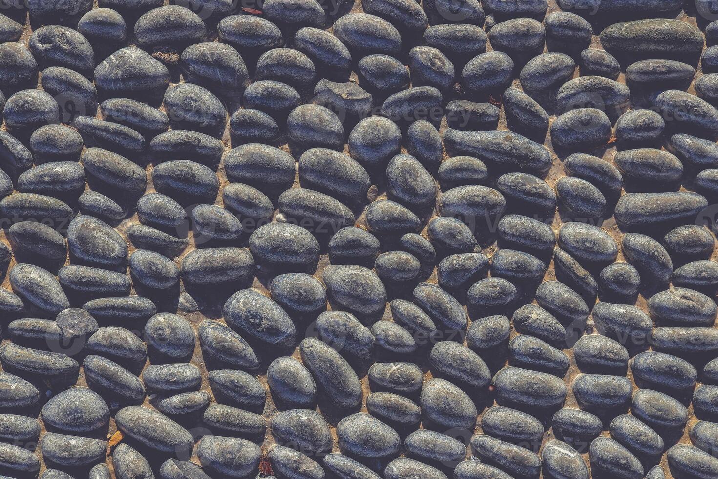 Lot of white masonry cladding pebble texture. Stones pattern background. photo