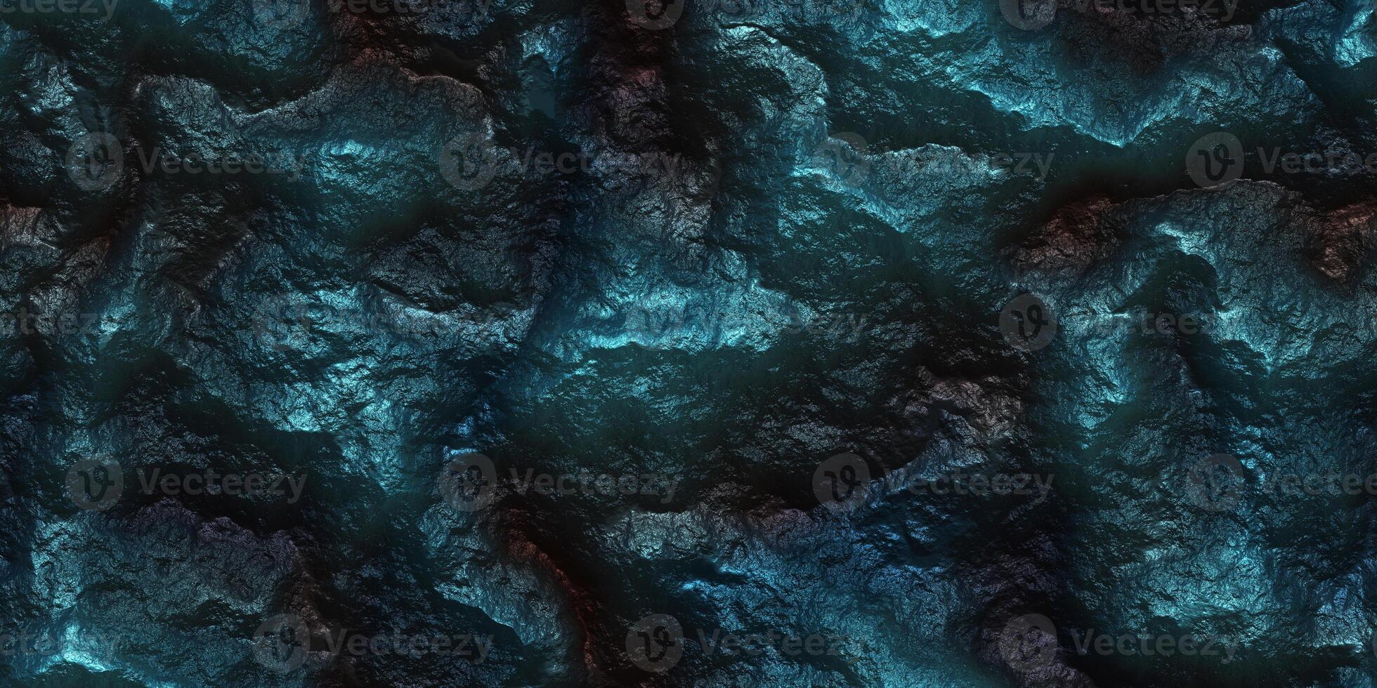 Dark Blue Metal Paint Rock Shining Background. Painted Cliff Glows Texture. Metallic Ore Sparkles Backdrop. Shine Stone Mineral Surface. photo