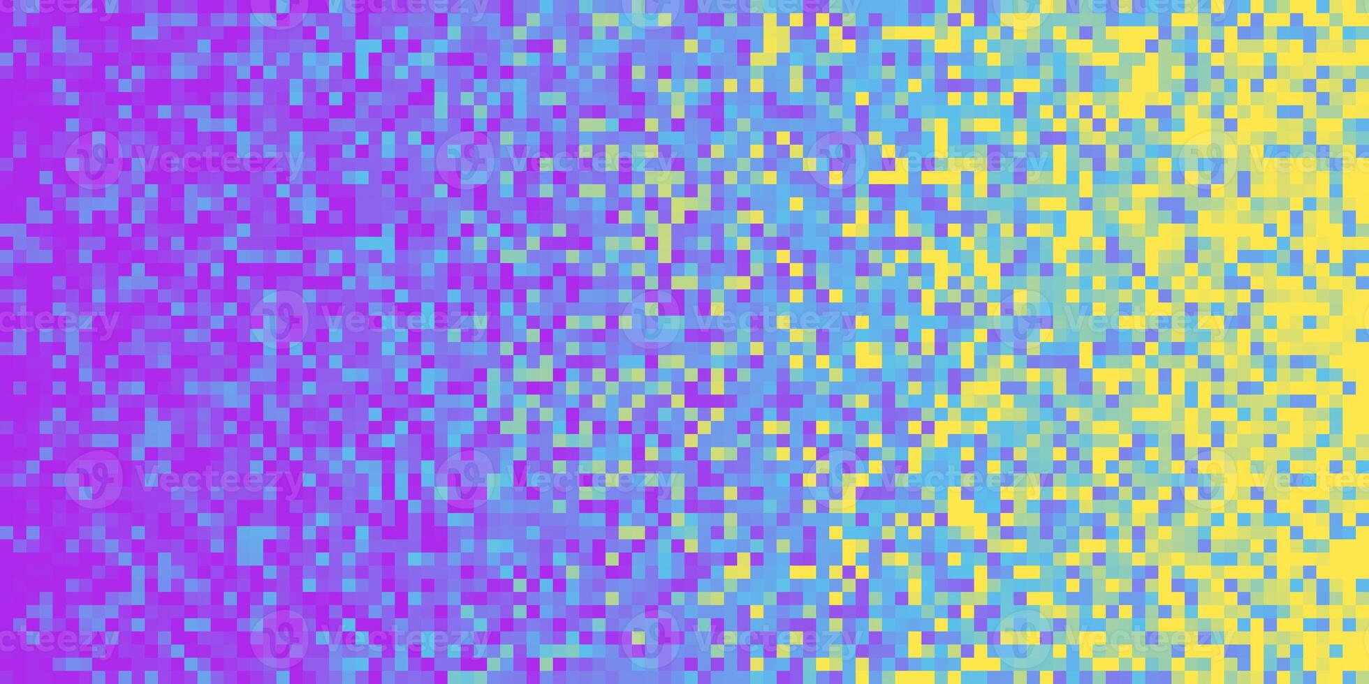 Purple Lilac Yellow Pixilated Gradient Background. Mosaic Pixel Art Texture. Horizontal Pixel Gradient Backdrop. photo