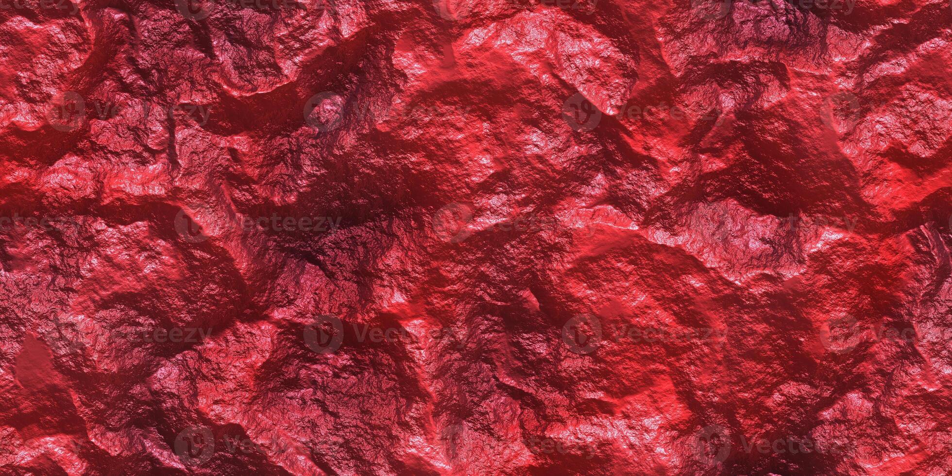 Red Painted Cliff Glows Texture. Metallic Ore Sparkles Backdrop. Shine Stone Mineral Surface. Metal Paint Rock Shining Background. photo