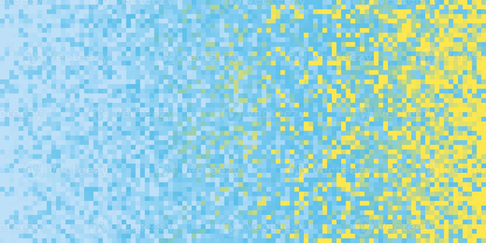 Sky Blue Yellow Pixilated Gradient Background. Mosaic Pixel Art Texture. Horizontal Pixel Gradient Backdrop. photo
