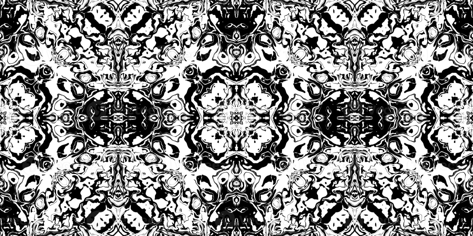 Rorschach Psycho Test Ink Blot Texture. Seamless Monochrome Darkness Pattern Background. photo
