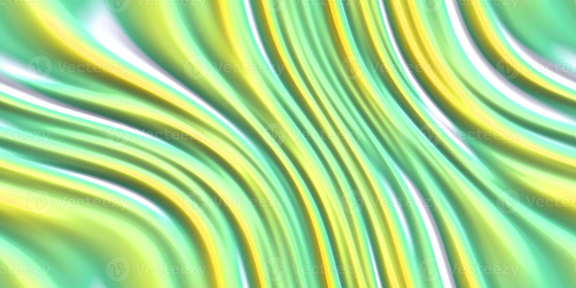 Creamy yellow green white bent flower gel surface. Liquid curves motion background. Fluid twist dynamic cream texture. Flowing colored abstract design backdrop. photo