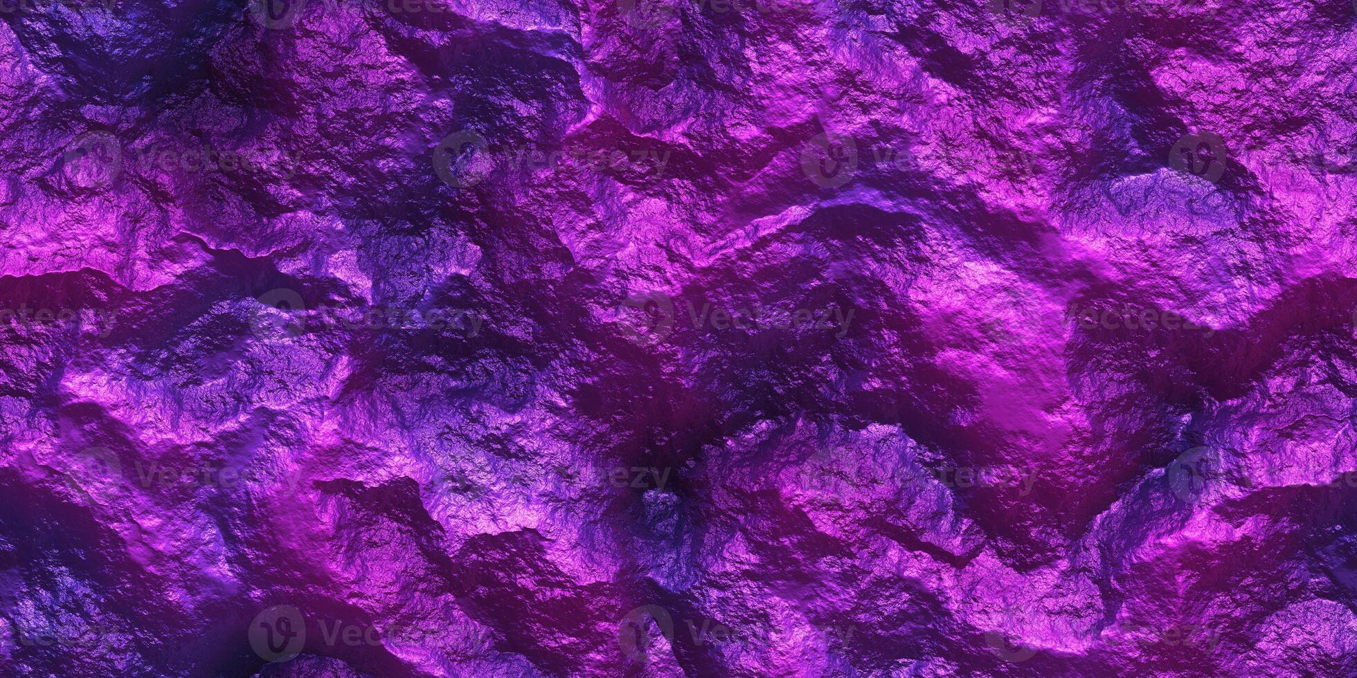 Lilac Metallic Ore Sparkles Backdrop. Shine Stone Mineral Surface. Metal Paint Rock Shining Background. Painted Cliff Glows Texture. photo