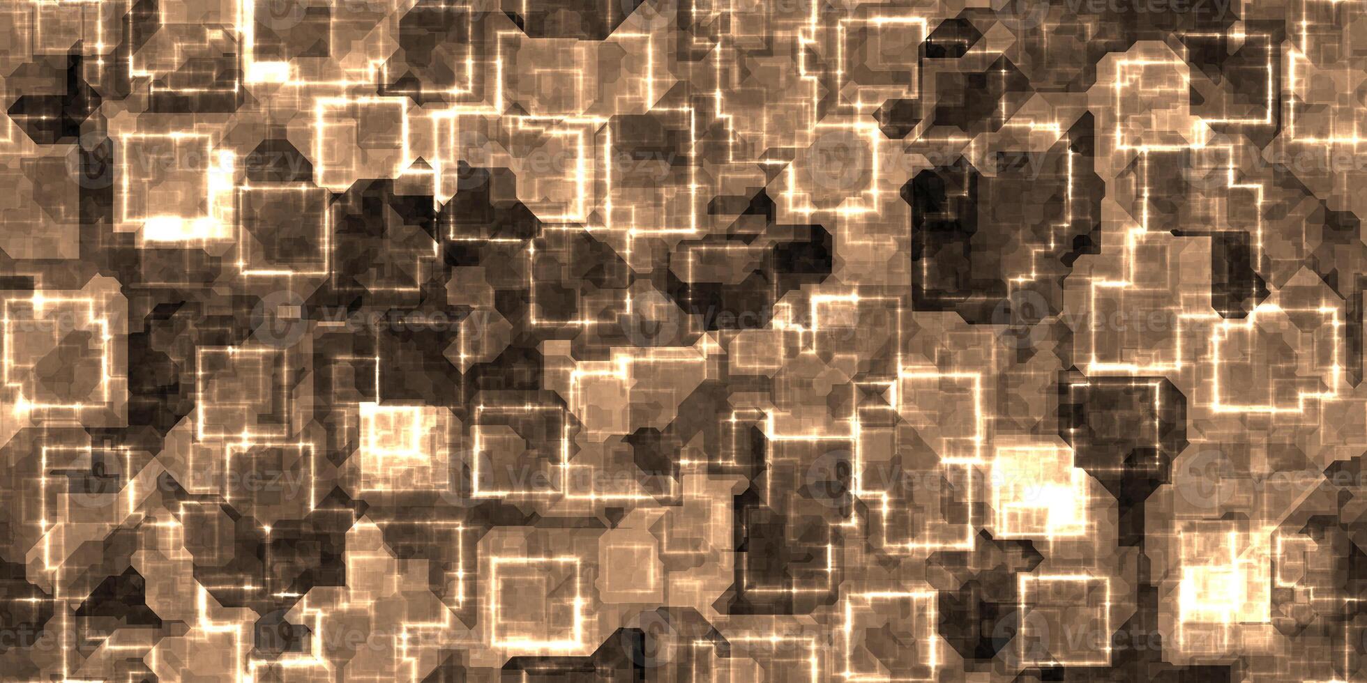 Light gold seamless Cyber Glow Neon Squares Pattern Background Texture. photo