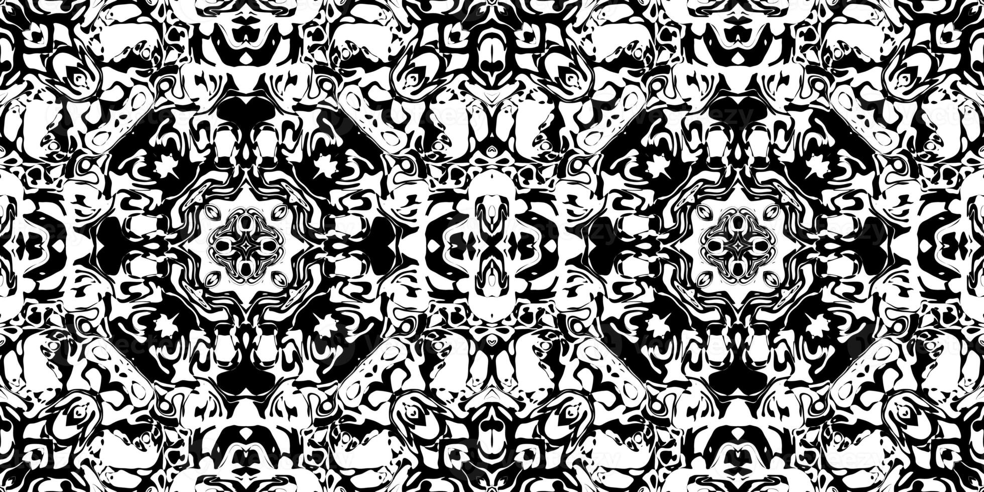 Abstract Rorschach Test Ink Blot Texture. Seamless Monochrome Darkness Pattern Background. photo