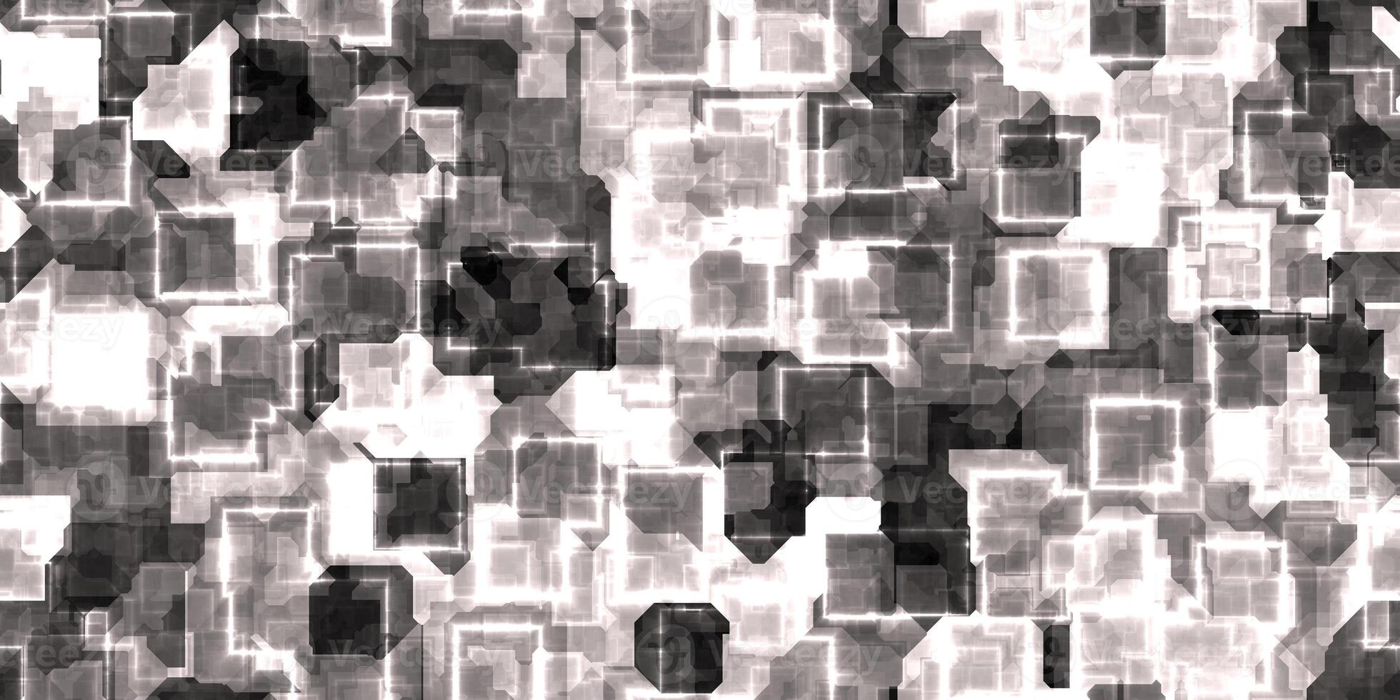 Monochrome seamless Cyber Glow Neon Squares Pattern Background Texture. photo