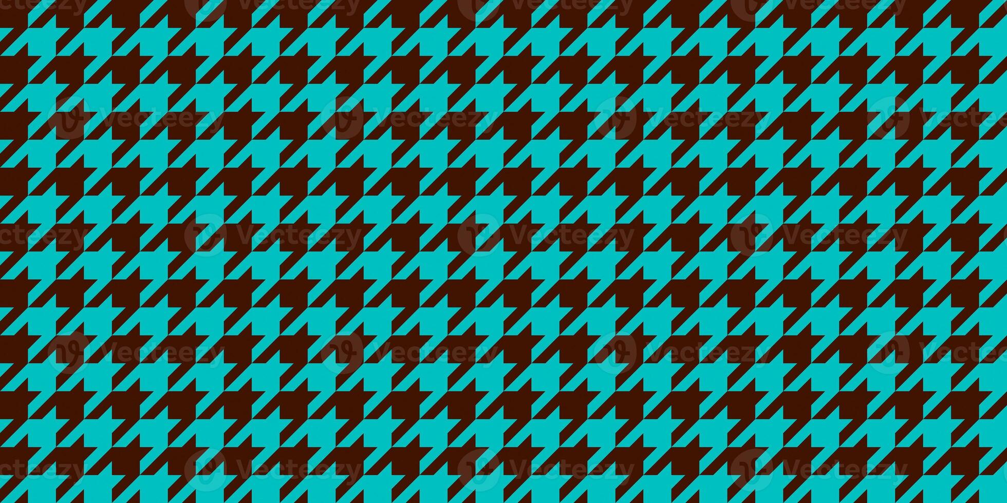Turquoise Blue Brown Seamless Houndstooth Pattern Background. Traditional Arab Texture. Fabric Textile Material. photo