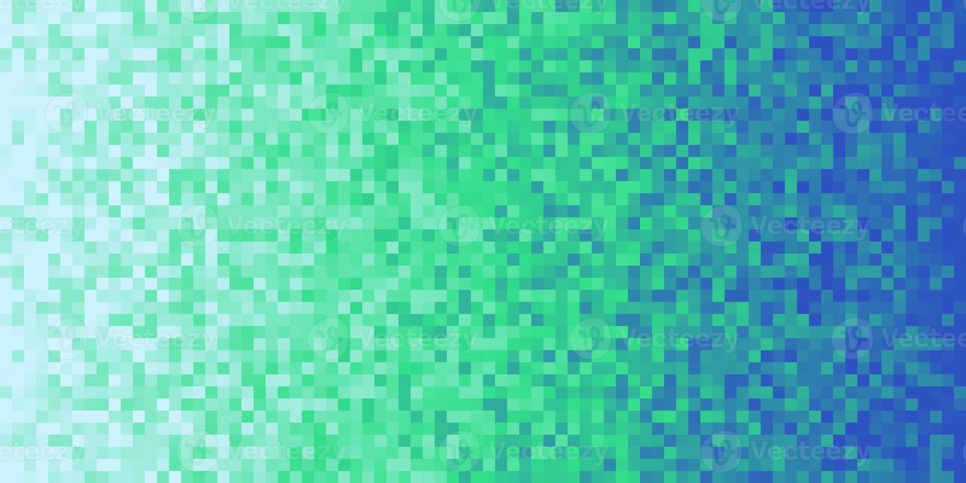 Deep Sea Green Blue Seamless Pixilated Gradient Background. Mosaic Pixel Art Texture. Horizontal Pixel Gradient Backdrop. photo
