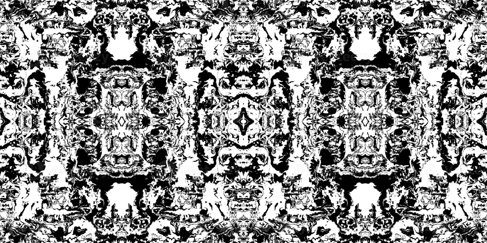Minimal Rorschach Test Art Ink Blot Texture. Seamless Monochrome Darkness Pattern Background. photo