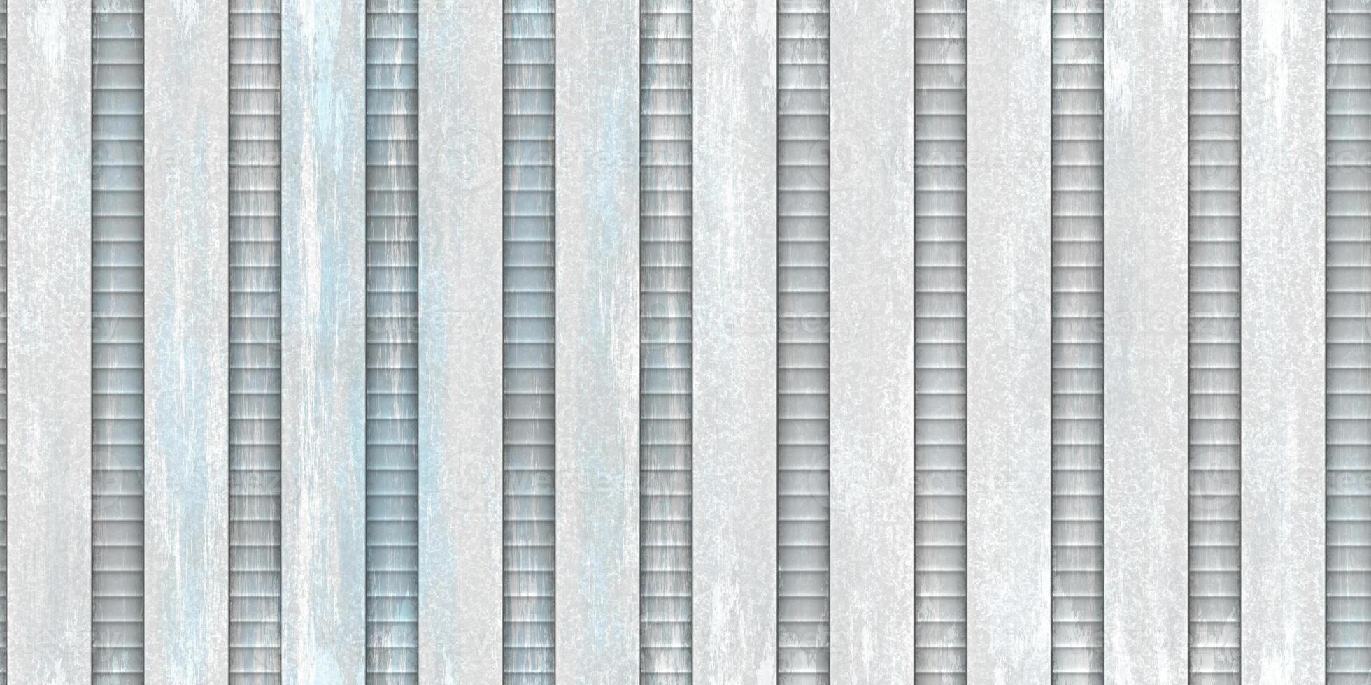 Painted crimp fence background. Ribbed metallic surface. Wavy iron wall pattern. Fluted metal fencing backdrop. Corrugated metal texture. photo