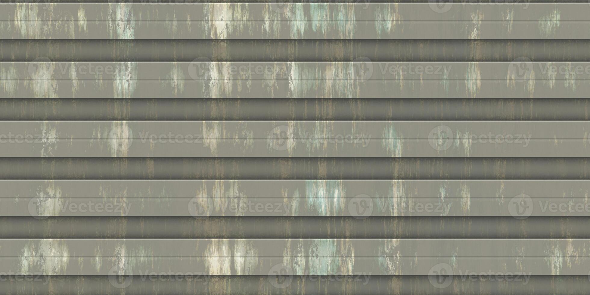 Dark corrugated metal texture. Crimp fence background. Ribbed metallic surface. Wavy iron wall pattern. Fluted metal fencing backdrop. photo