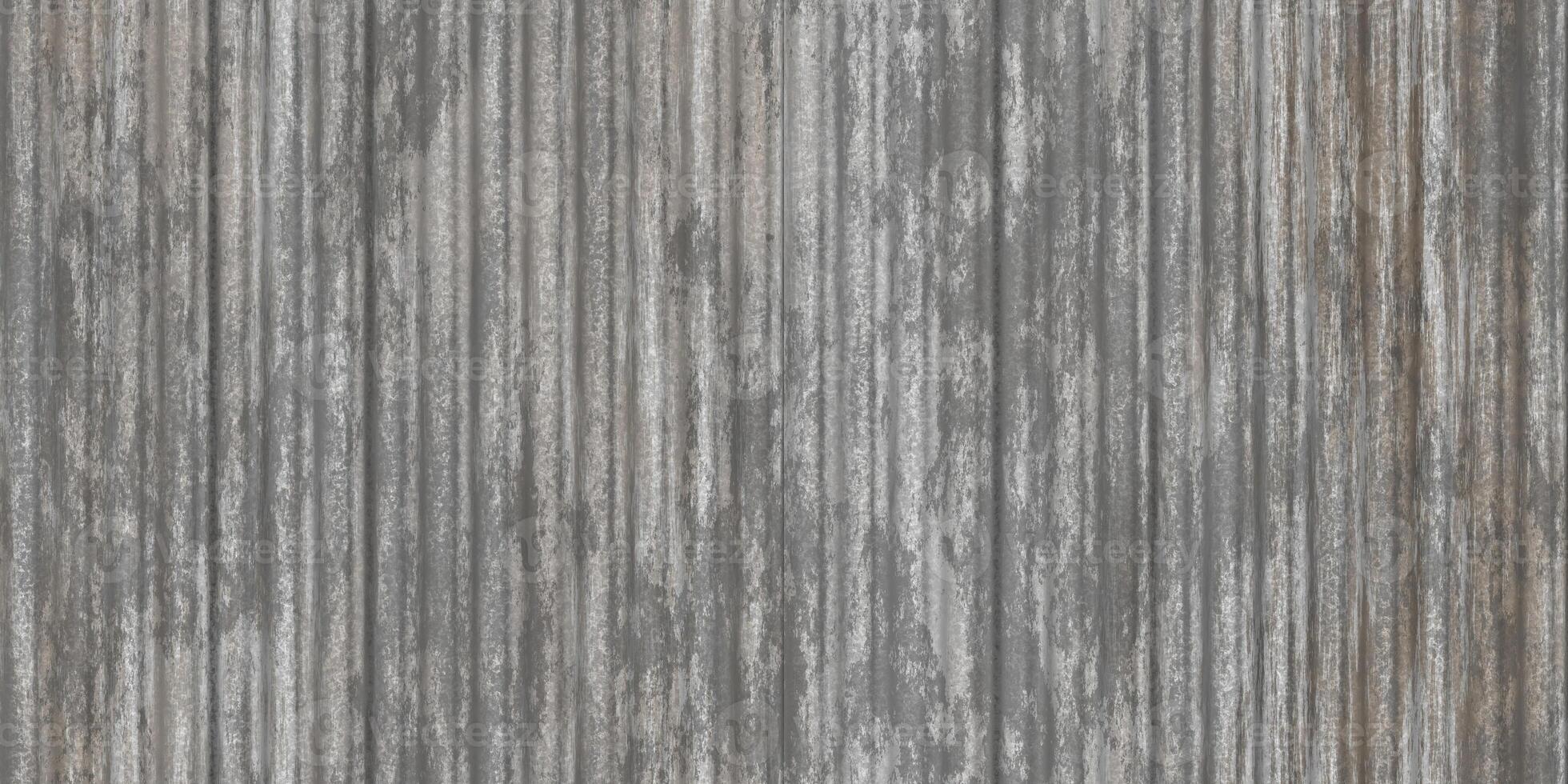 Gray fluted metal fencing backdrop. Corrugated metal texture. Crimp fence background. Ribbed metallic surface. Wavy iron wall pattern. photo