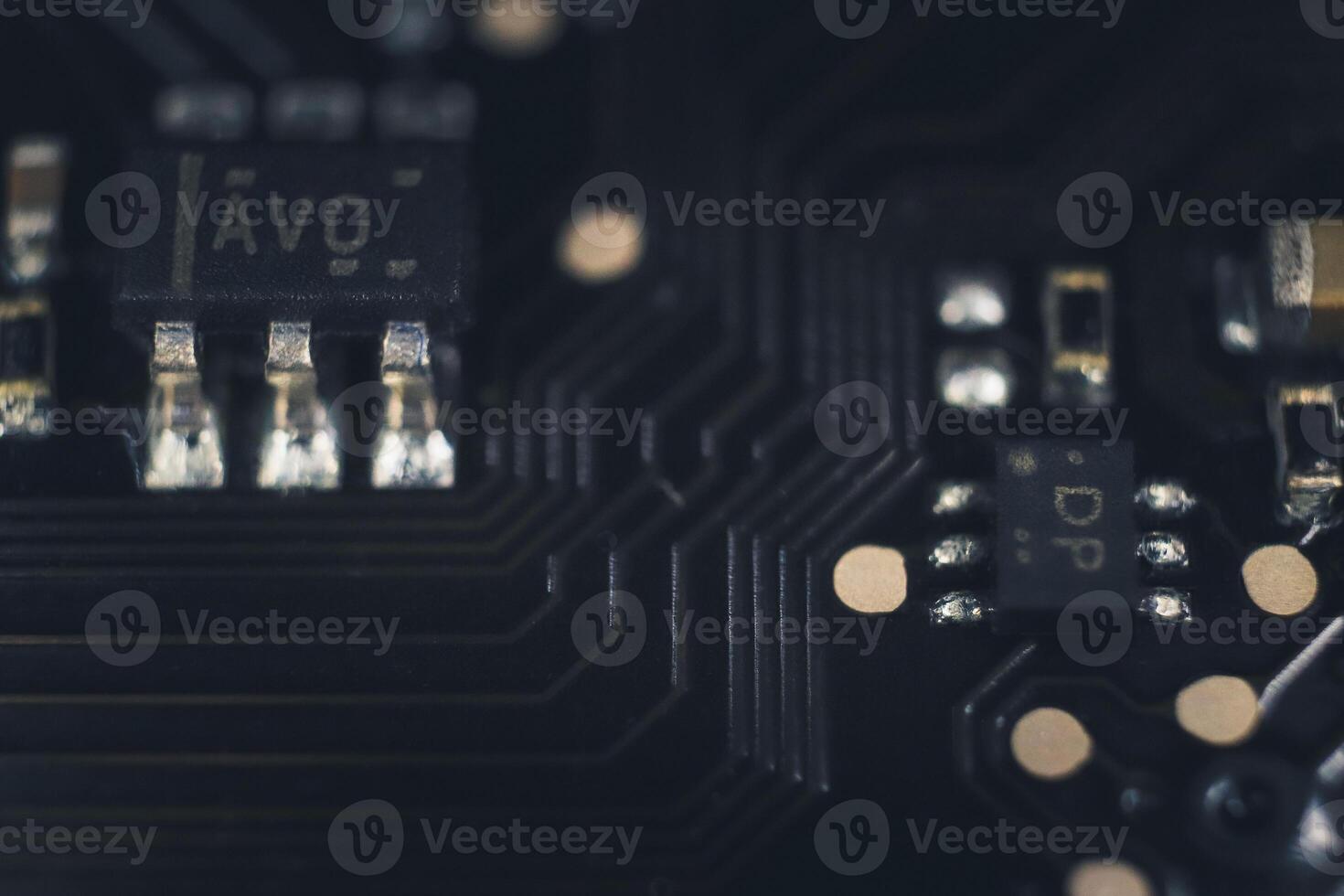 Microprocessor System Manufacture Macro Closeup Surface. photo