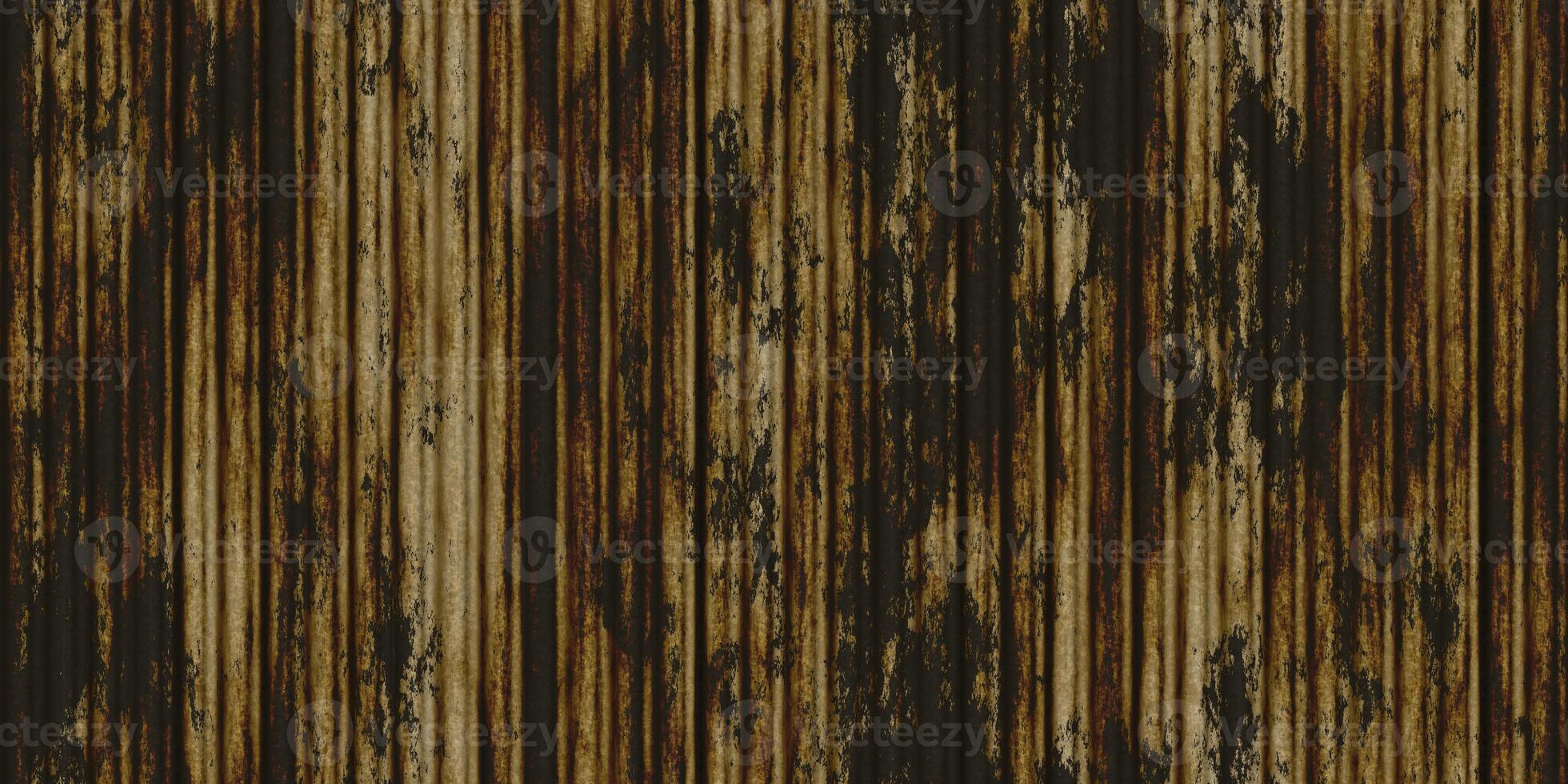 White weathered rust corrugated metal texture. Crimp fence background. Ribbed metallic surface. Wavy iron wall pattern. Fluted metal fencing backdrop. photo