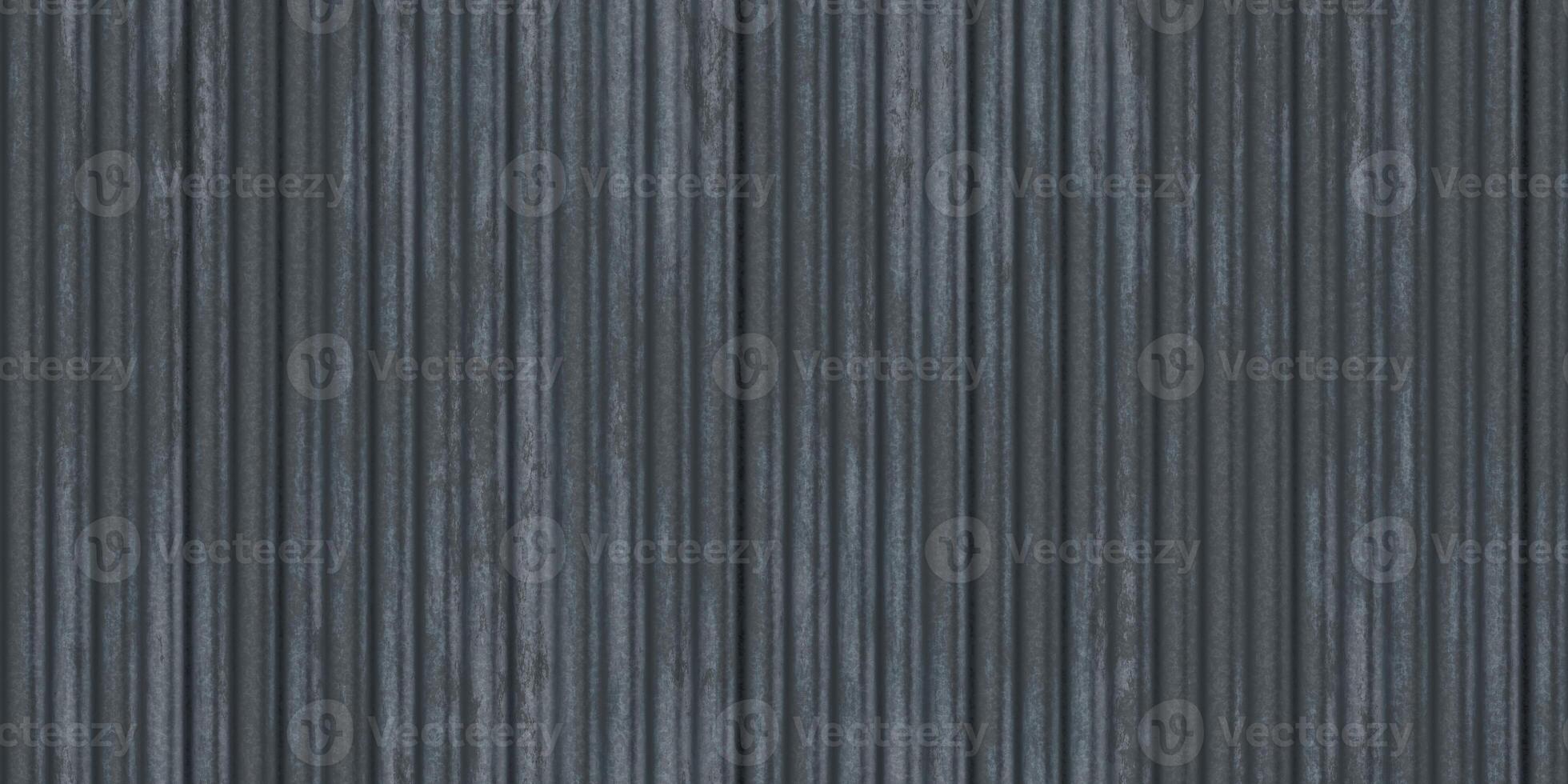 Gray wavy iron wall pattern. Fluted metal fencing backdrop. Corrugated metal texture. Crimp fence background. Ribbed metallic surface. photo