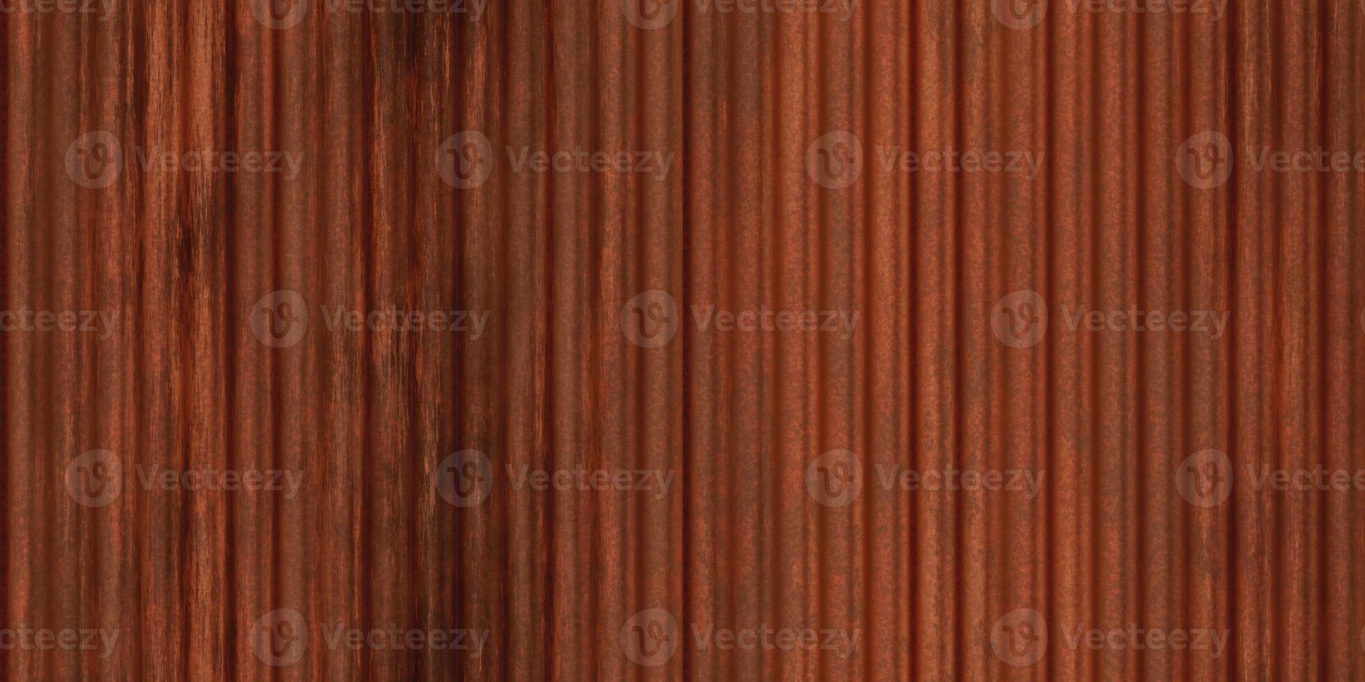 Red rustic ribbed metallic surface. Wavy iron wall pattern. Fluted metal fencing backdrop. Corrugated metal texture. Crimp fence background. photo